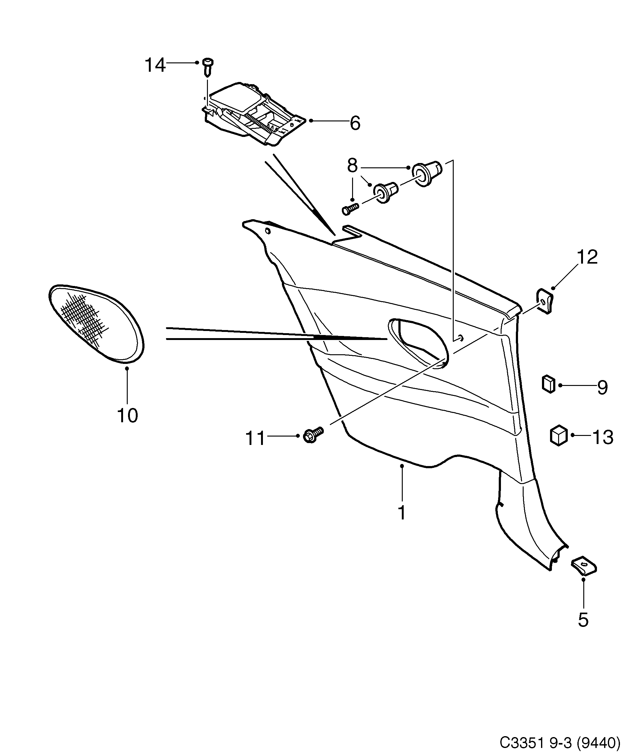 Schéma technique Saab 9-3 (9440) 2006 - Section 2575 : Upholstery