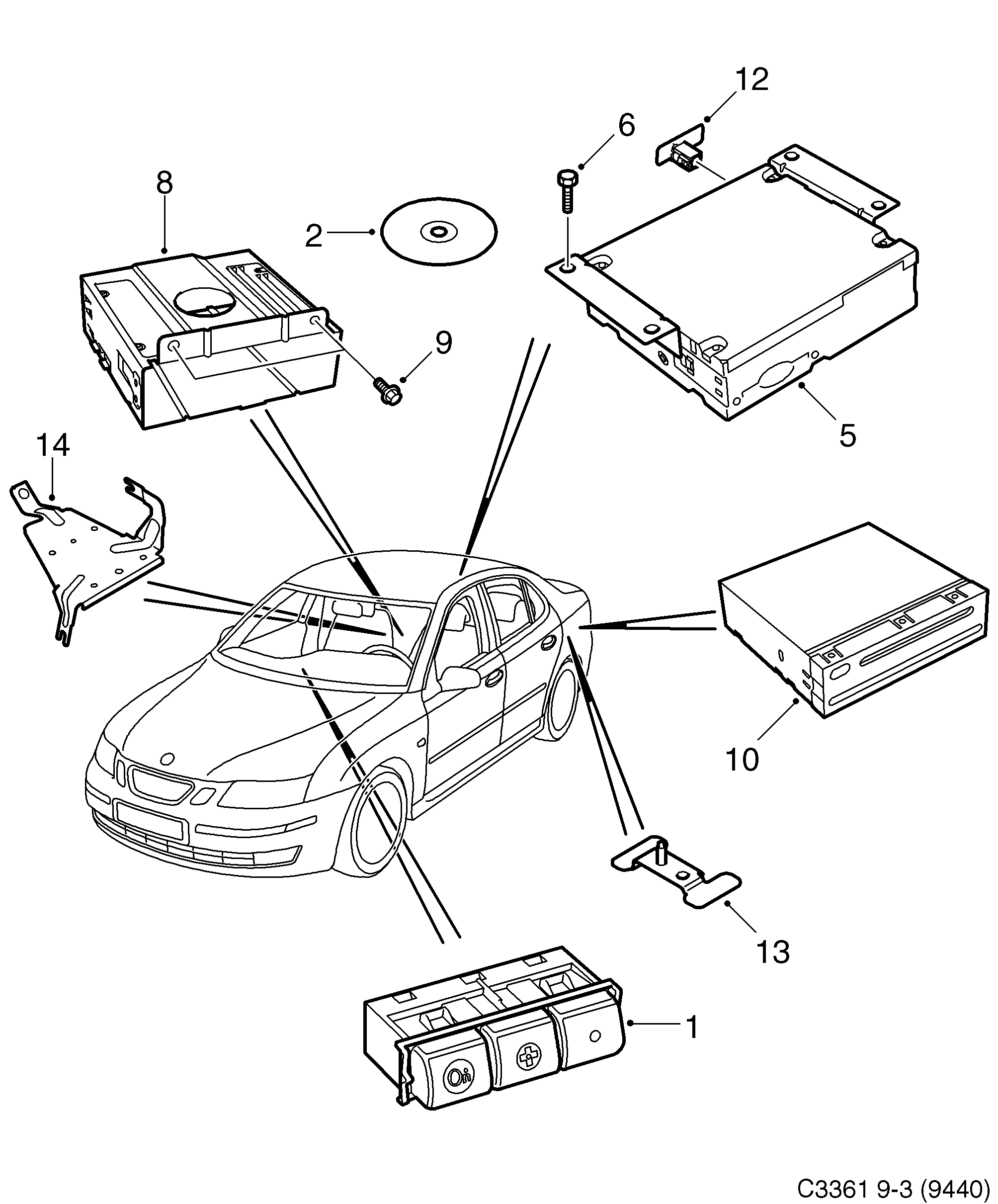 Schéma technique Saab 9-3 (9440) 2008 - Section 2750 : Autre équipement électrique