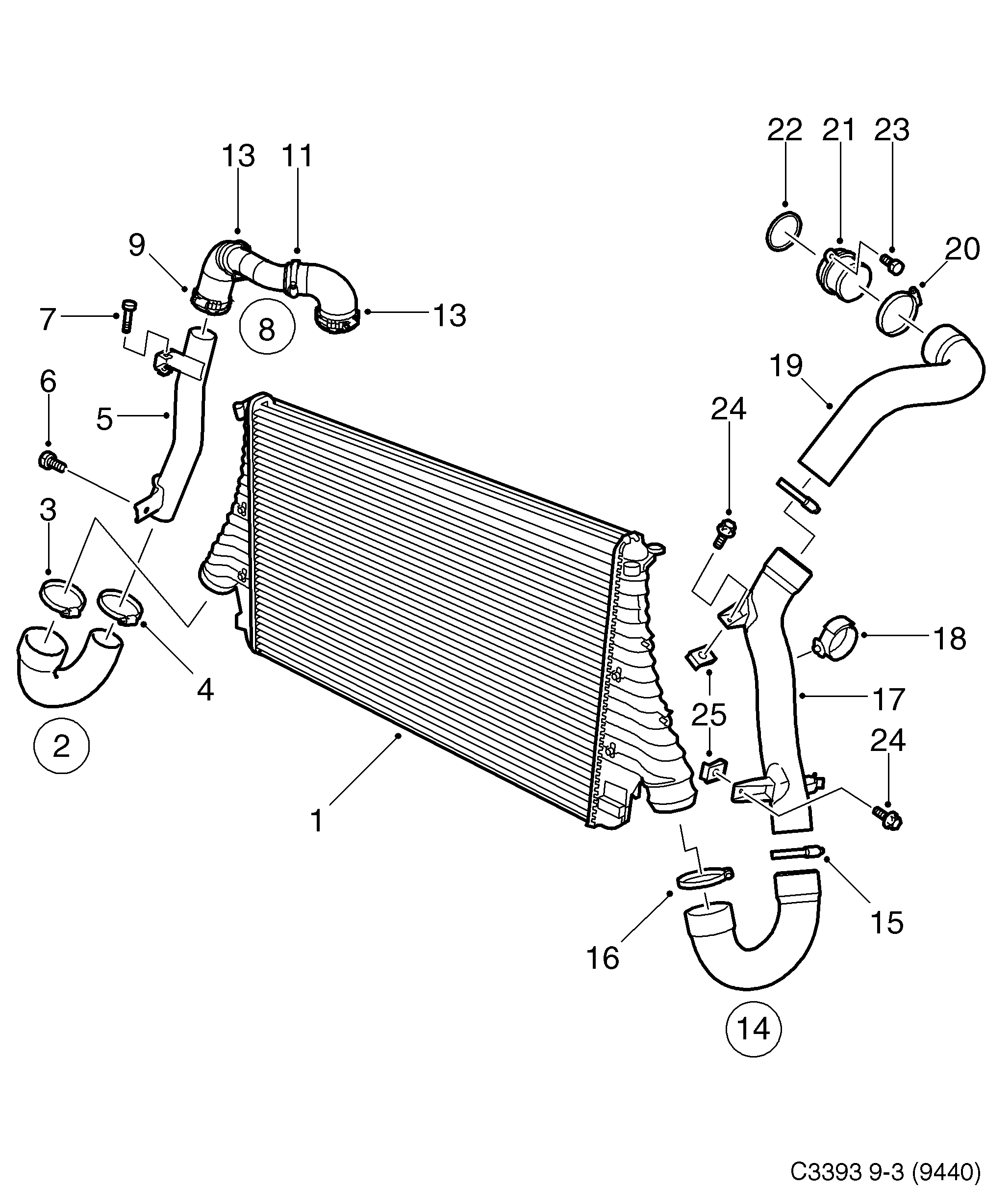 Schéma technique Saab 9-3 (9440) 2005 - Section 5575 : Cooling system
