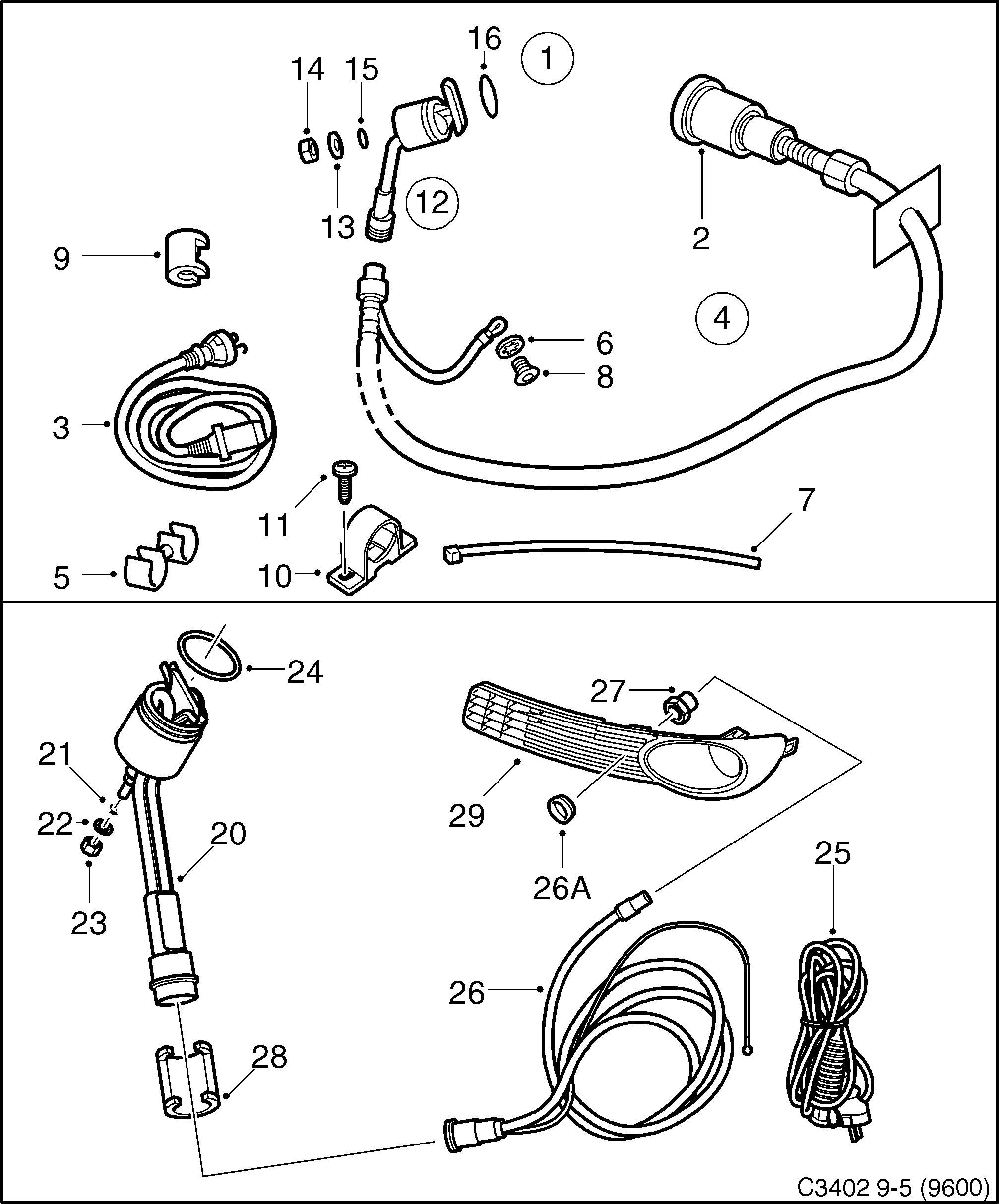 Schéma technique Saab 9-5 (9600) 2008 - Section 958 : Система охлаждения