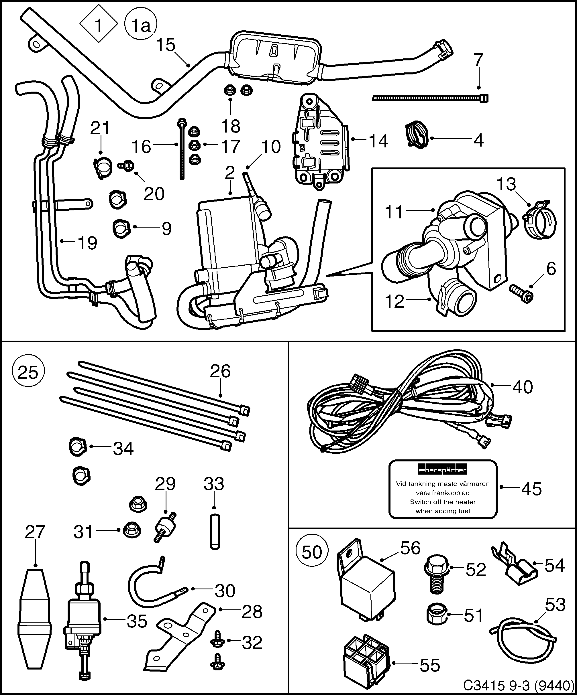 Schéma technique Saab 9-3 (9440) 2006 - Section 650 : Accessoire carrosserie