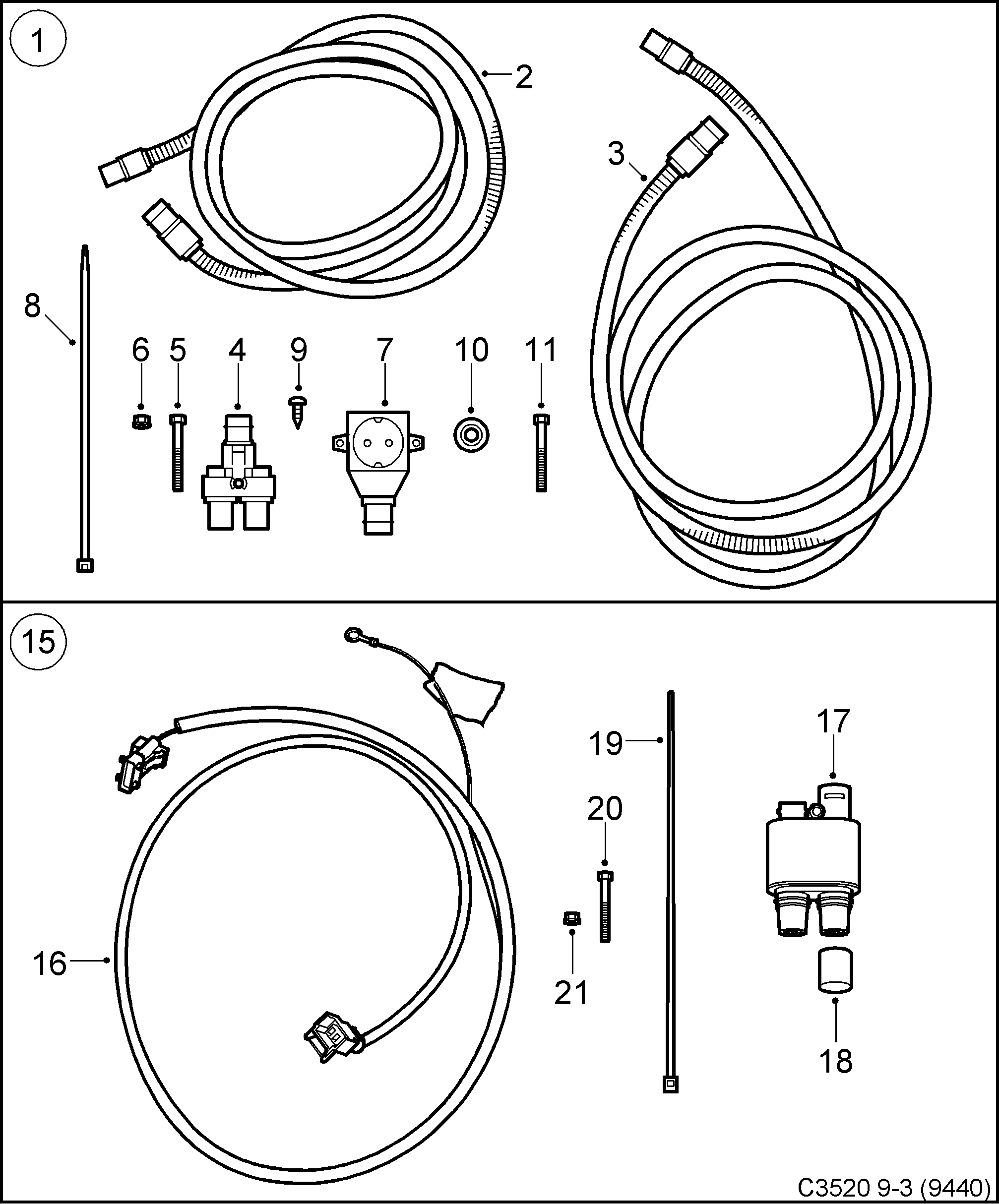 Schéma technique Saab 9-3 (9440) 2005 - Section 642 : Accessoire carrosserie