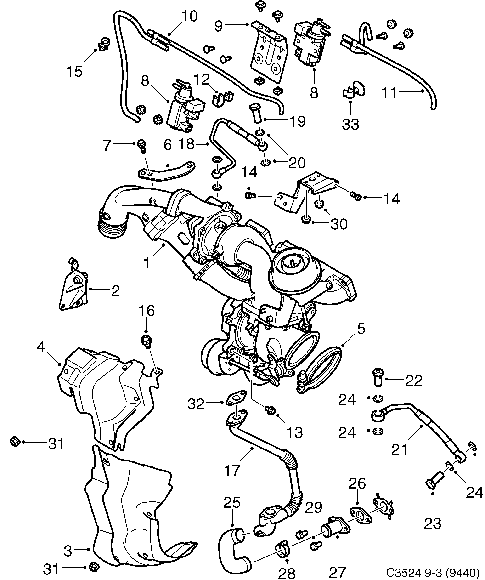 Schéma technique Saab 9-3 (9440) 2010 - Section 7105 : Système de suralimentation
