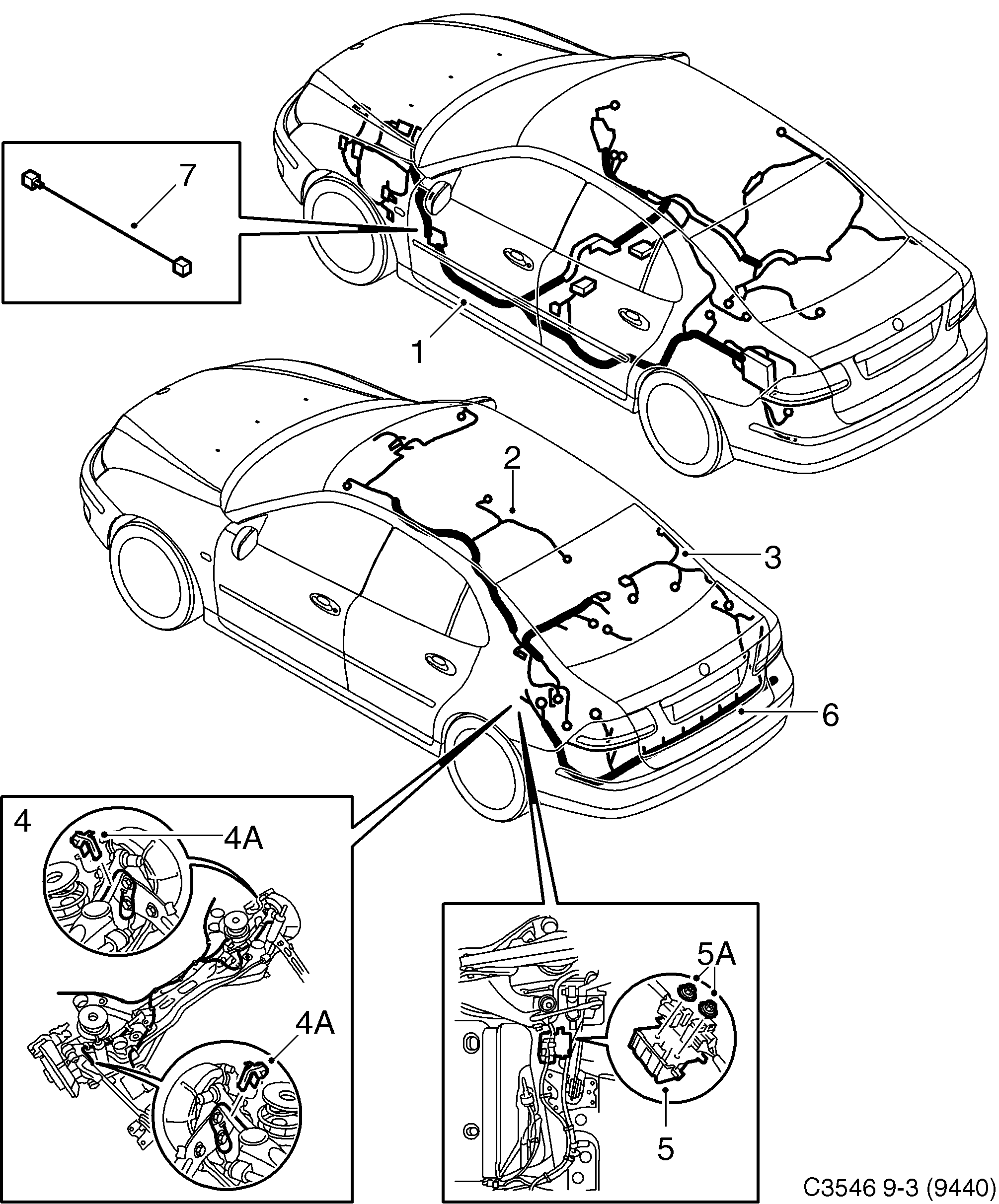 Schéma technique Saab 9-3 (9440) 2006 - Section 3230 : Conduites et fusibles