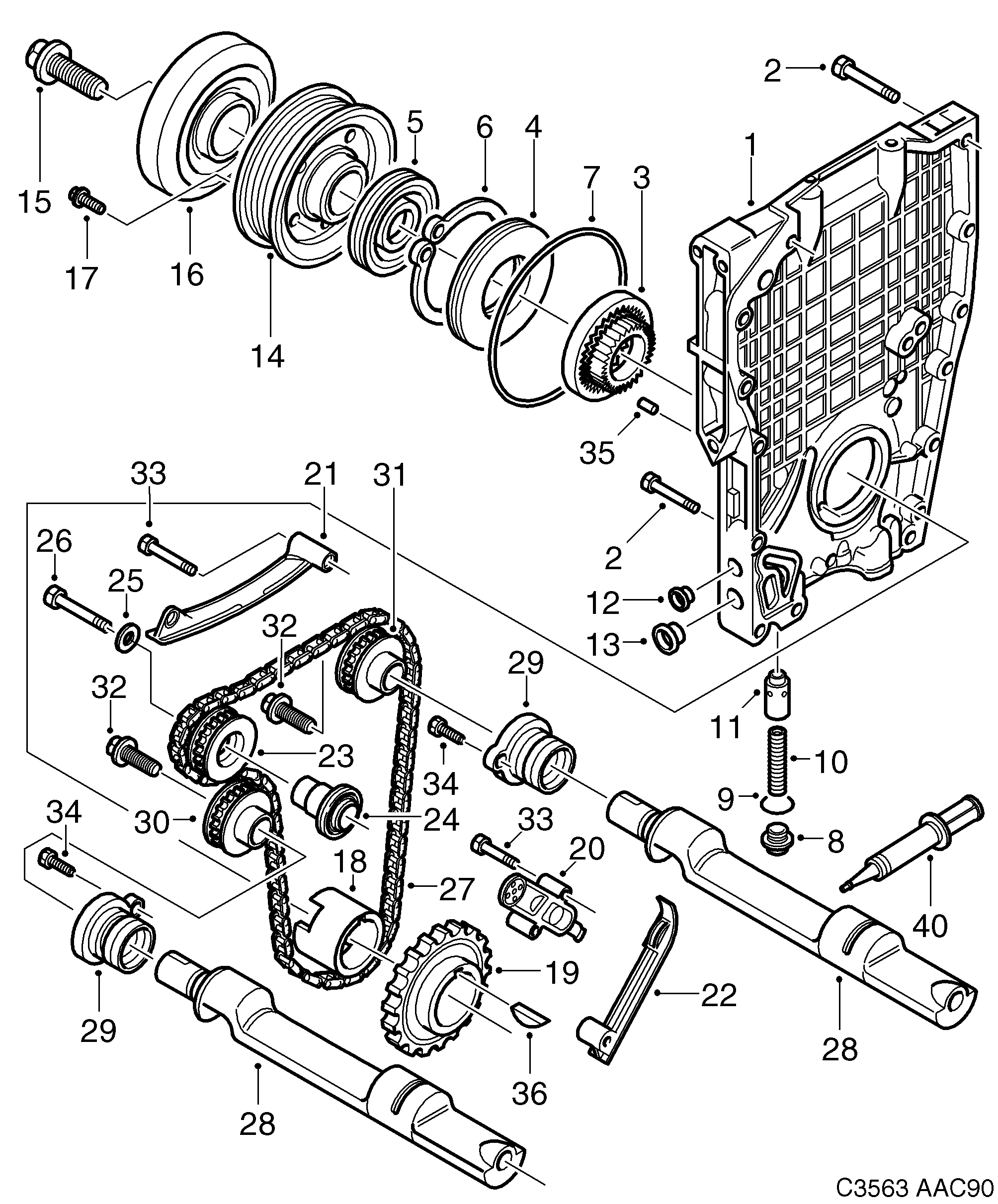 Schéma technique Saab 900 1995 - Section 330 : Short block