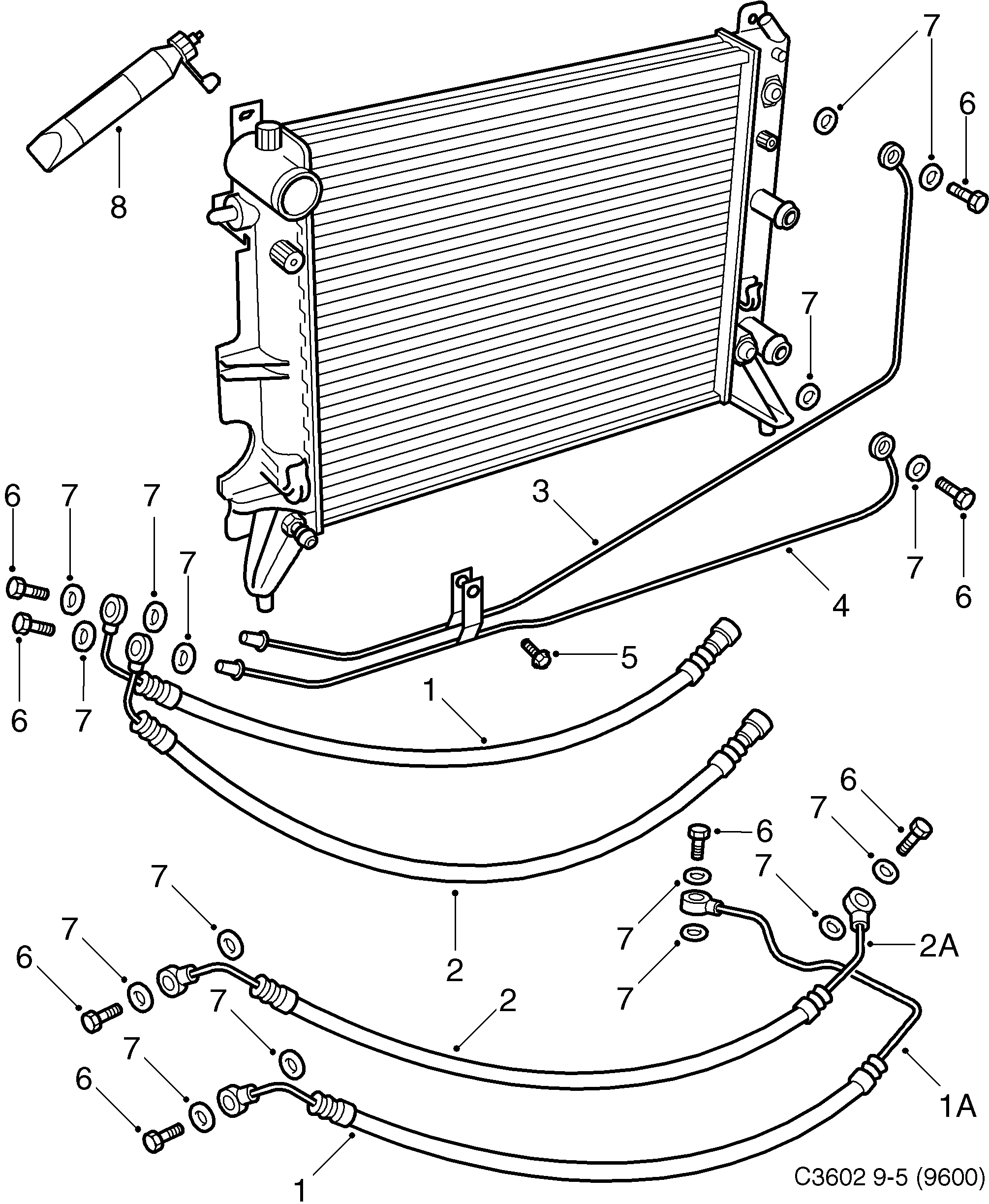 Schéma technique Saab 9-5 (9600) 2002 - Section 1090 : Cooling system