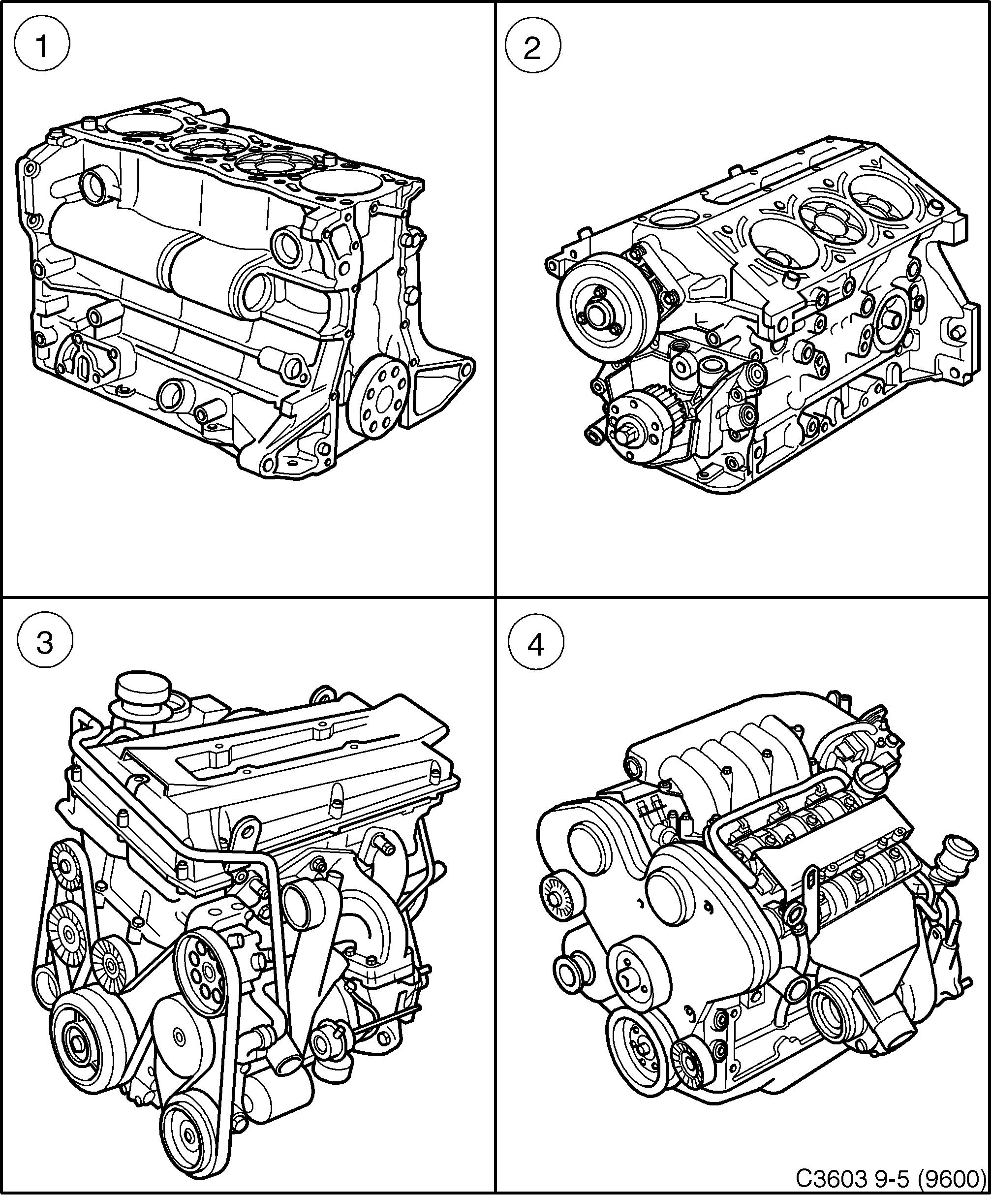 Schéma technique Saab 9-5 (9600) 2004 - Section 220 : Корпус двигателя
