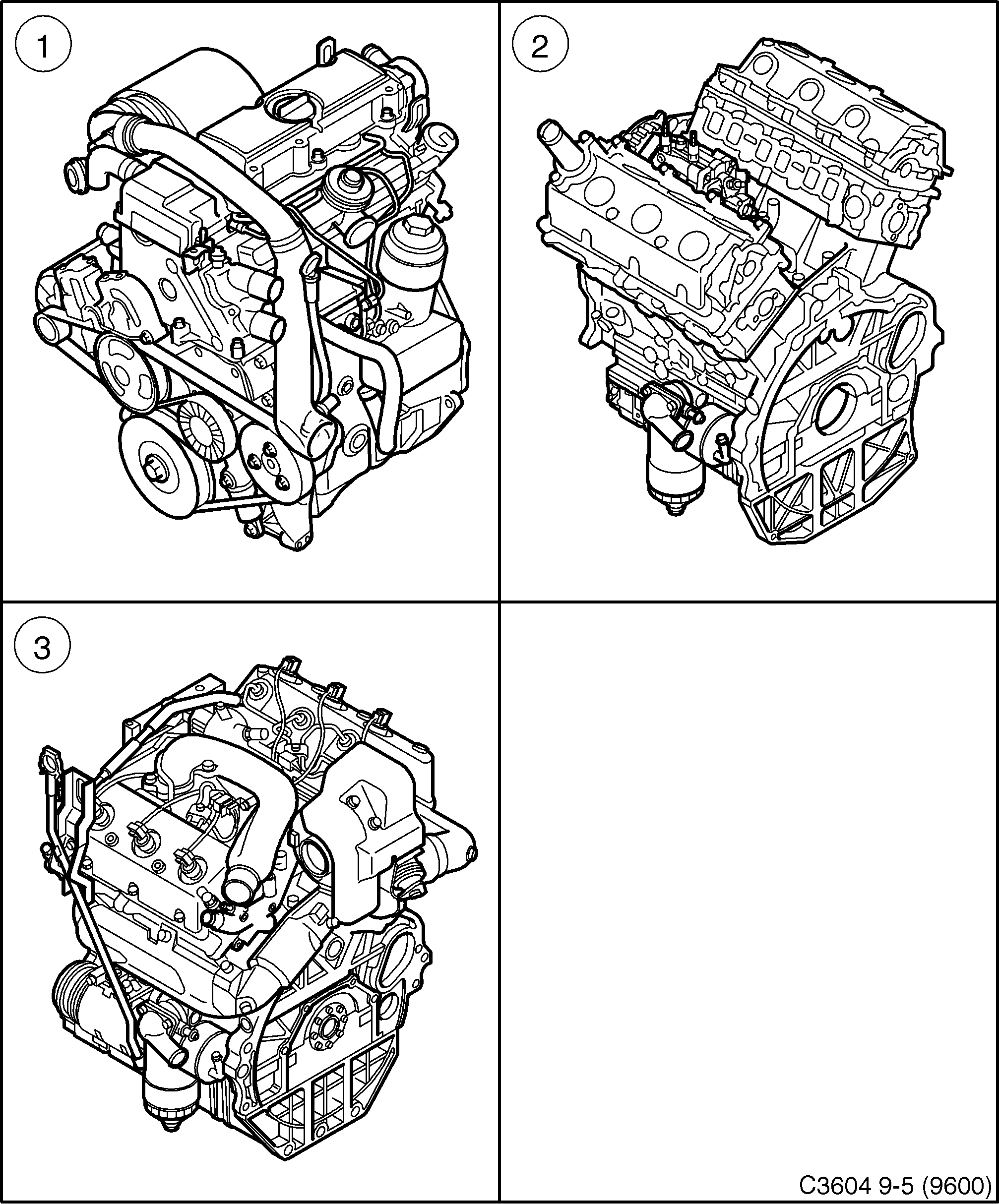 Schéma technique Saab 9-5 (9600) 2004 - Section 225 : Корпус двигателя