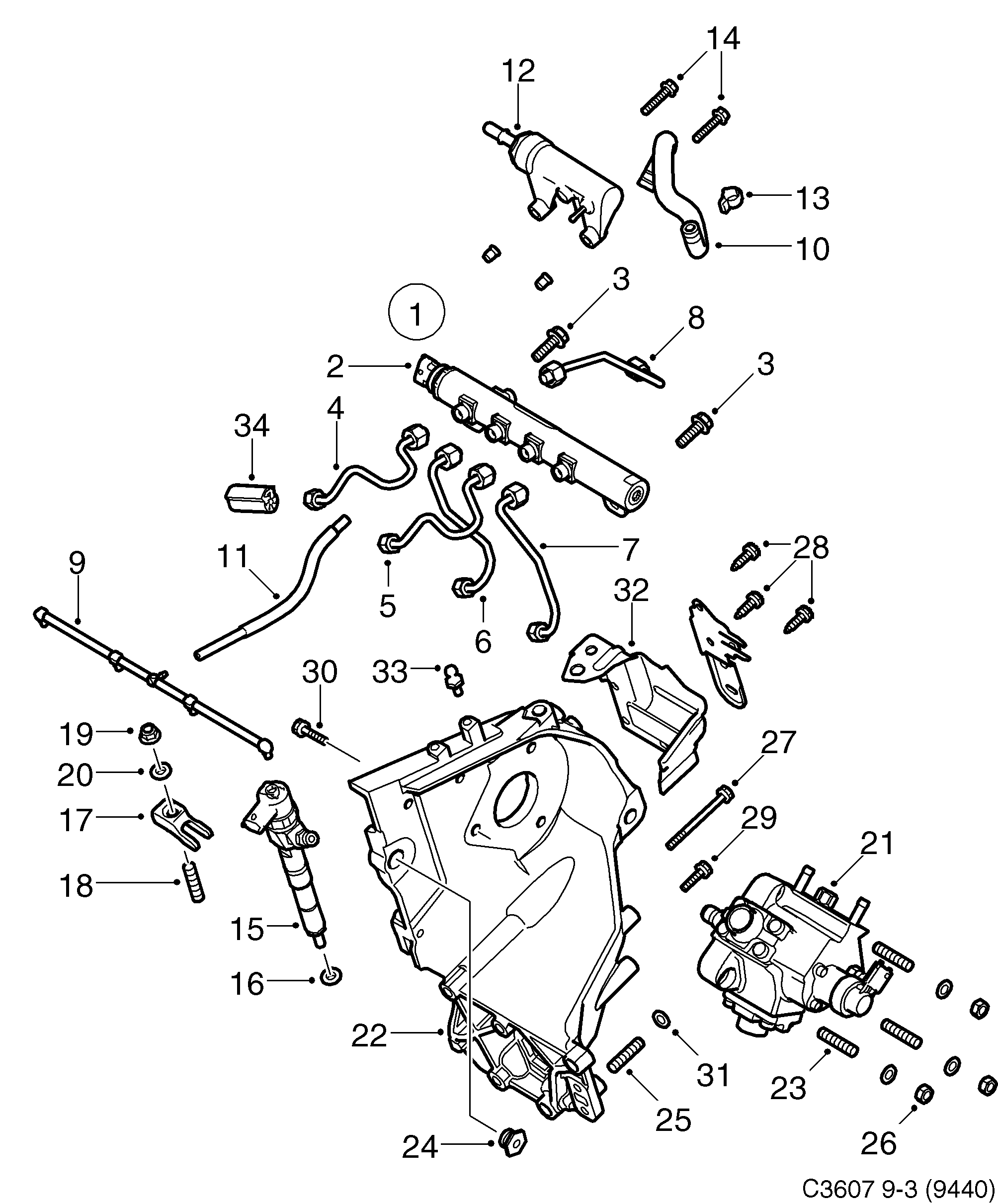 Schéma technique Saab 9-3 (9440) 2012 - Section 3576 : Système de carburant