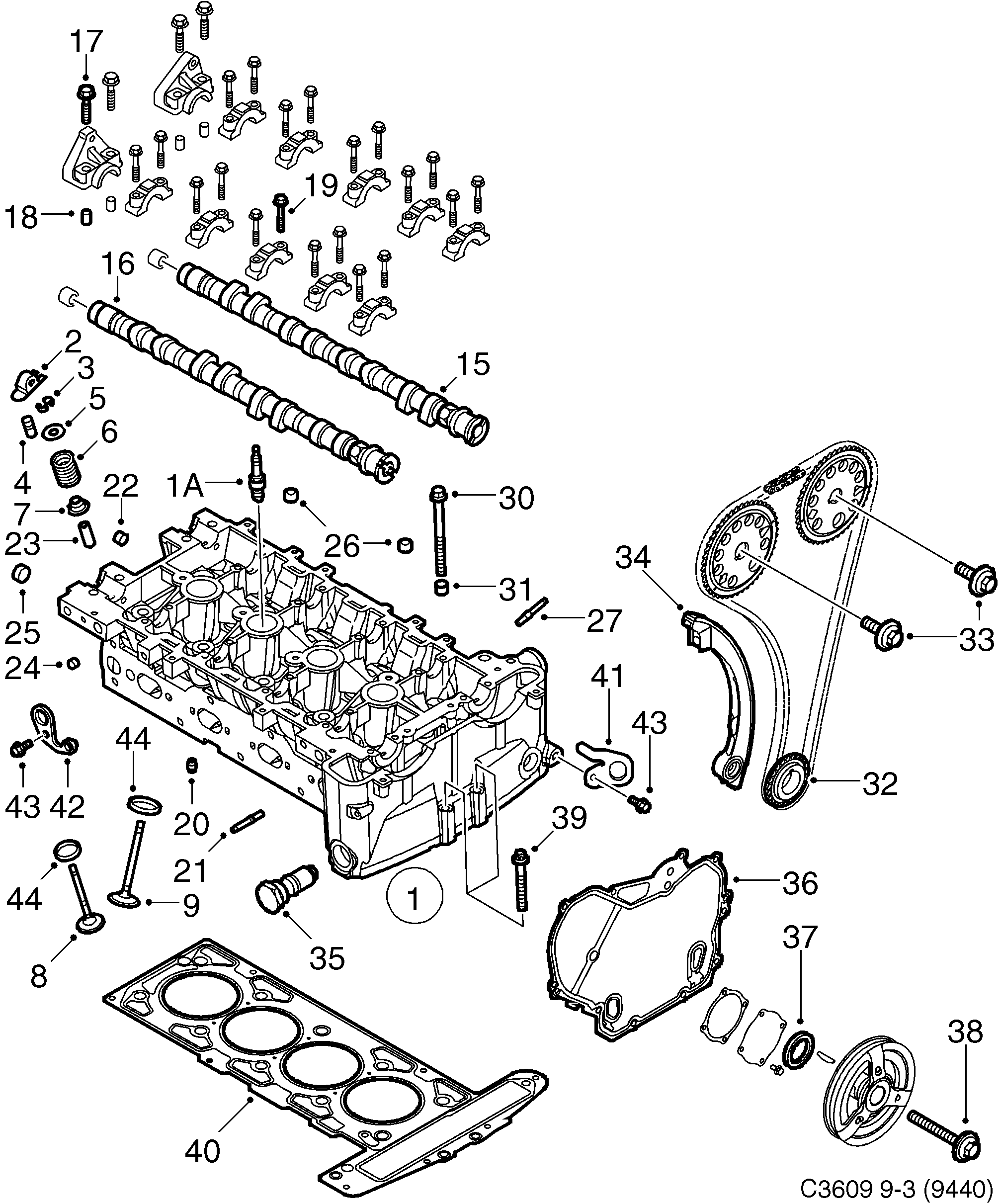 Schéma technique Saab 9-3 (9440) 2011 - Section 200 : Short block
