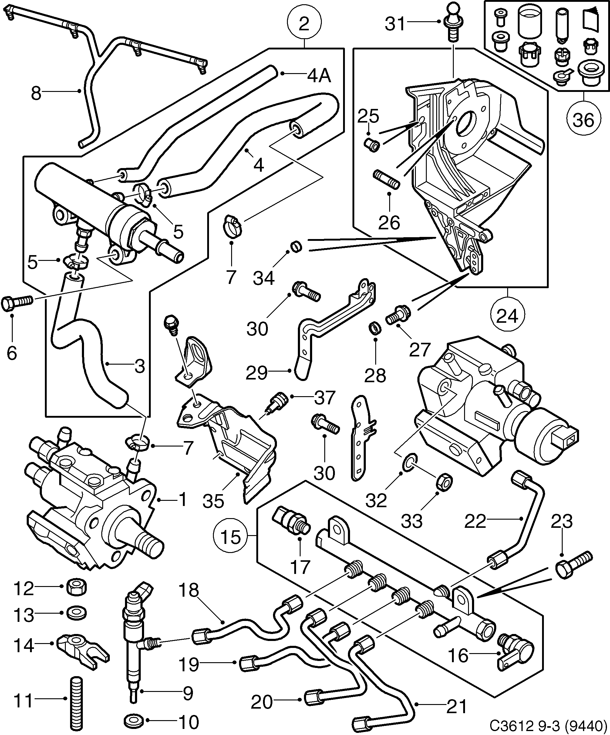 Schéma technique Saab 9-3 (9440) 2009 - Section 3575 : Fuel system