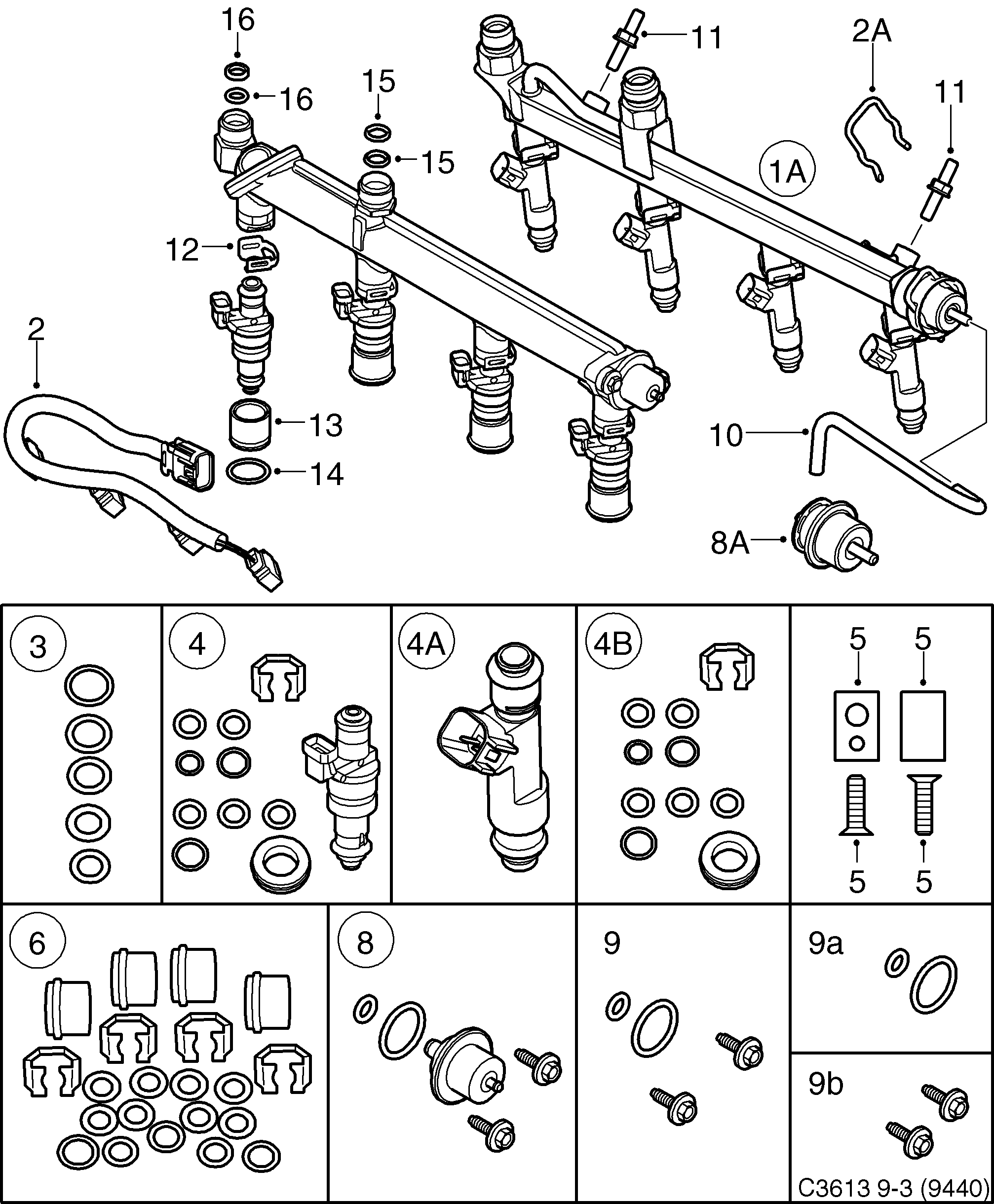 Schéma technique Saab 9-3 (9440) 2004 - Section 3450 : Fuel system