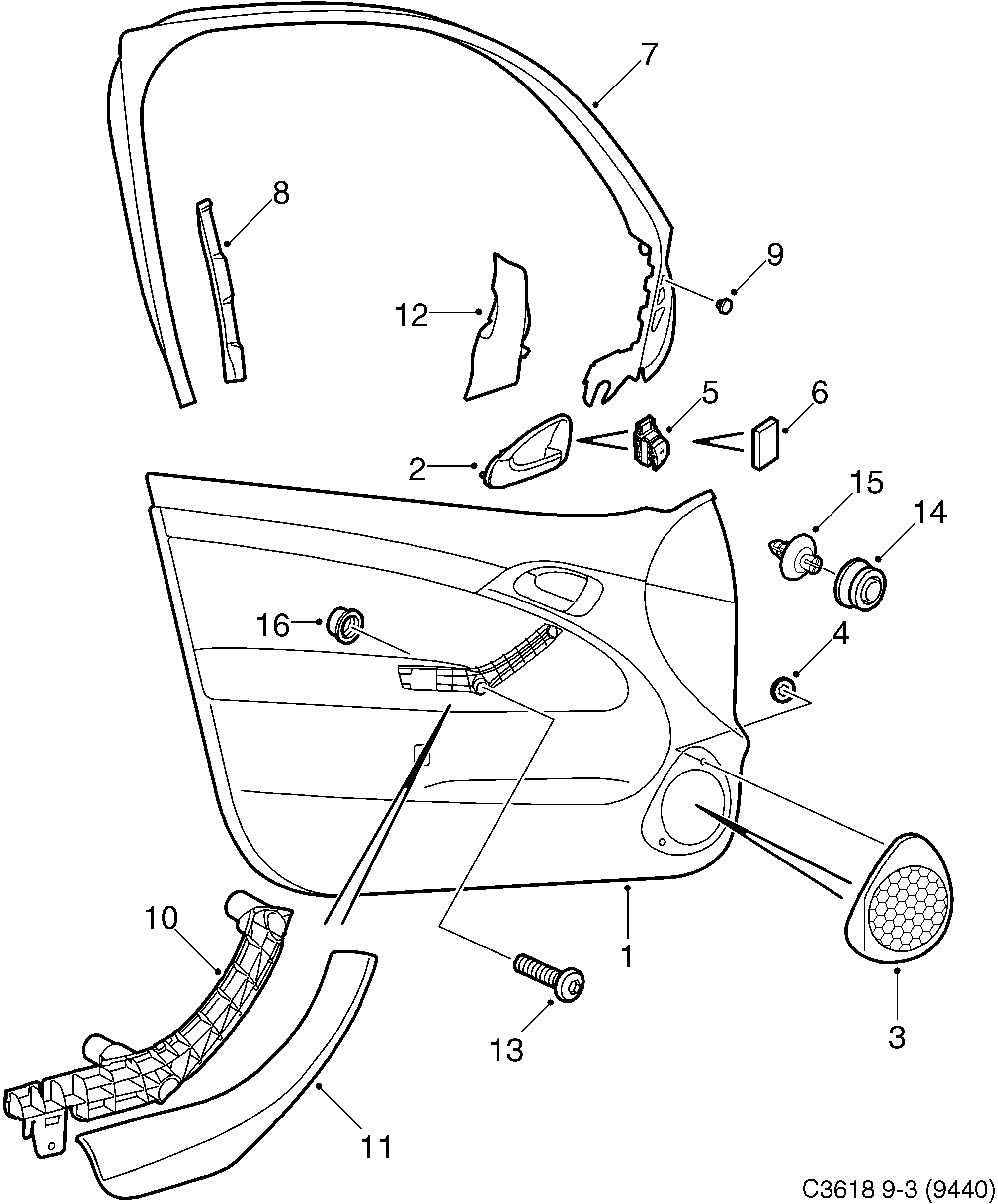 Schéma technique Saab 9-3 (9440) 2008 - Section 2420 : Upholstery