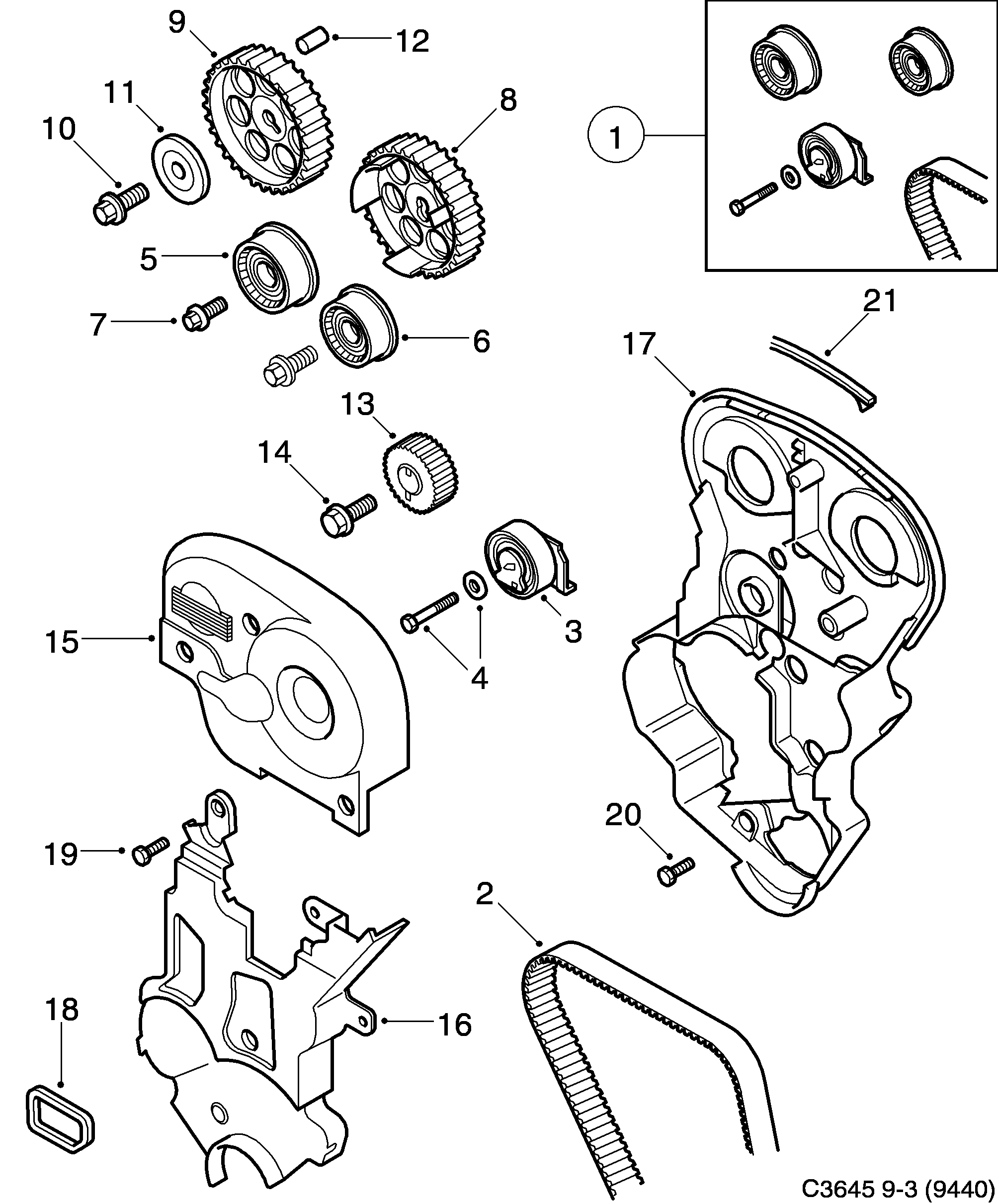 Schéma technique Saab 9-3 (9440) 2005 - Section 750 : Short block