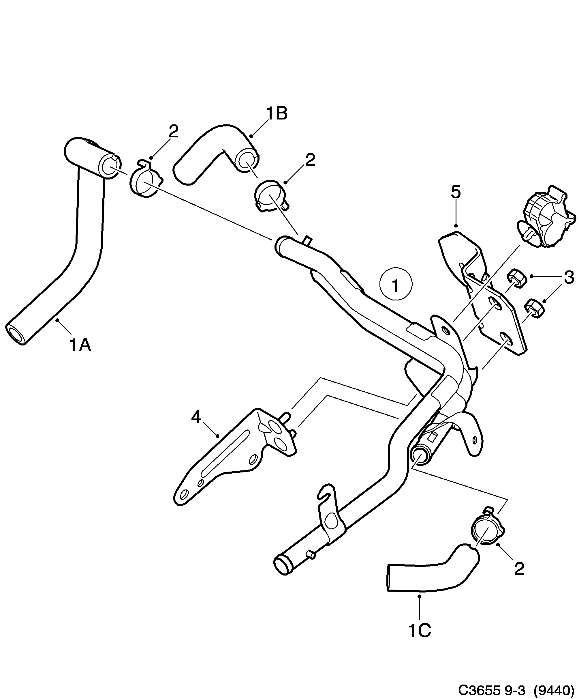 Schéma technique Saab 9-3 (9440) 2006 - Section 5220 : Cooling system