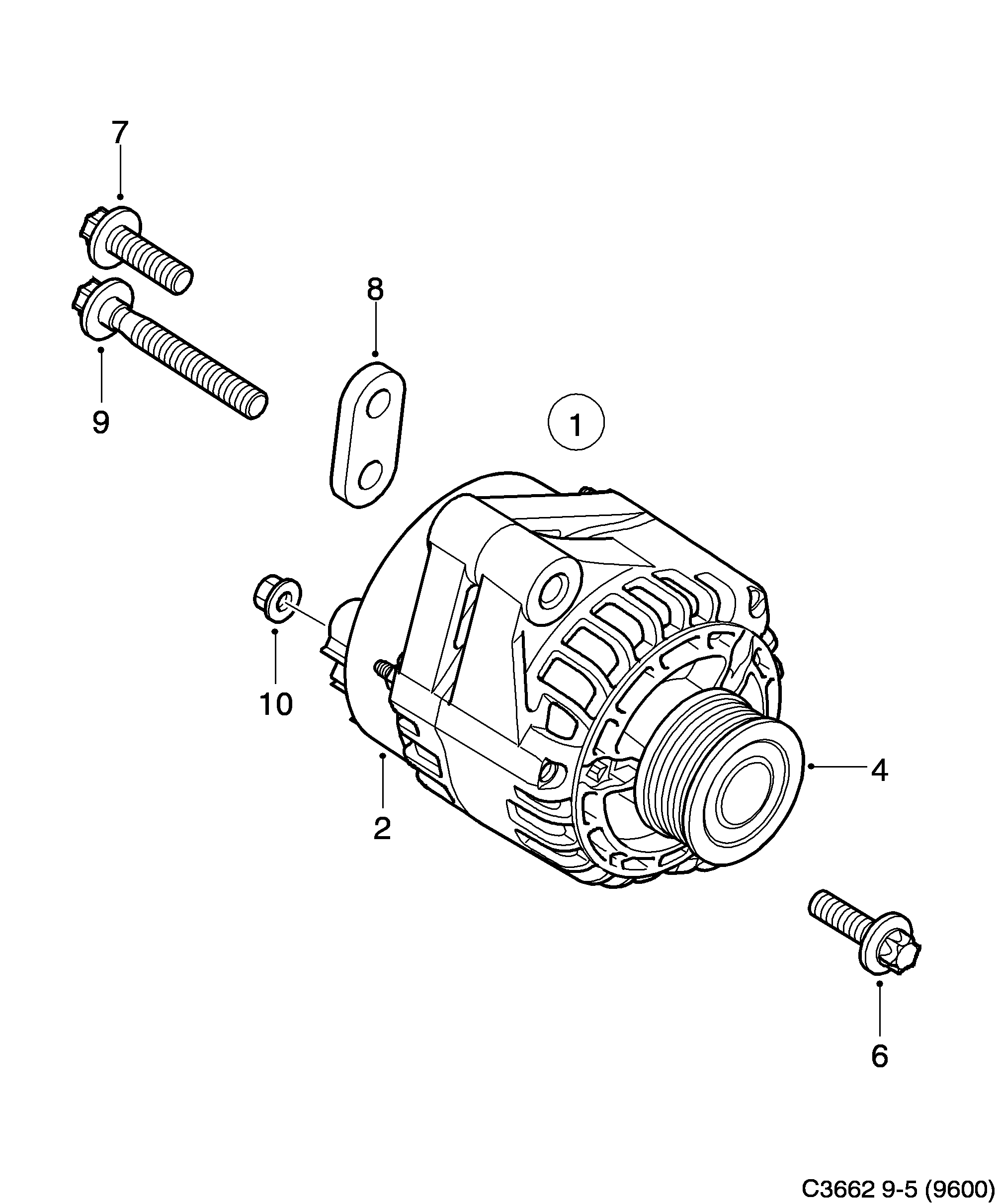 Schéma technique Saab 9-5 (9600) 2007 - Section 172 : Generator