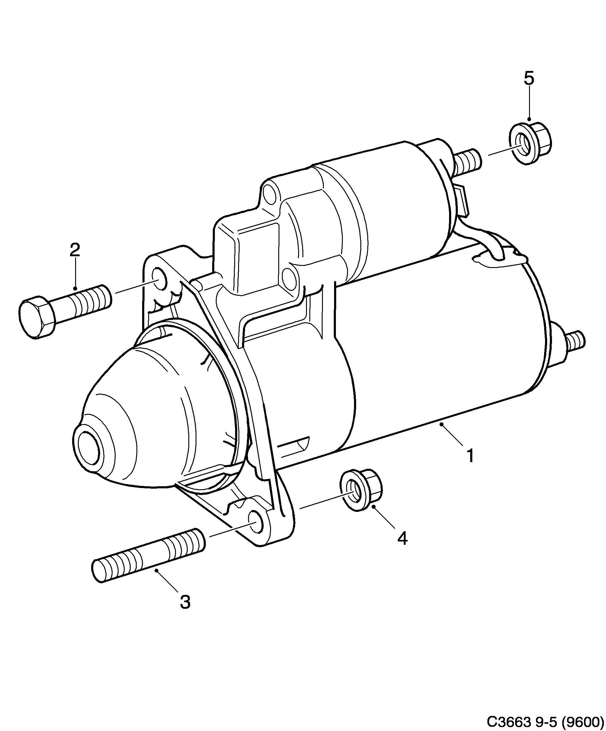 Schéma technique Saab 9-5 (9600) 2003 - Section 190 : Démarreur