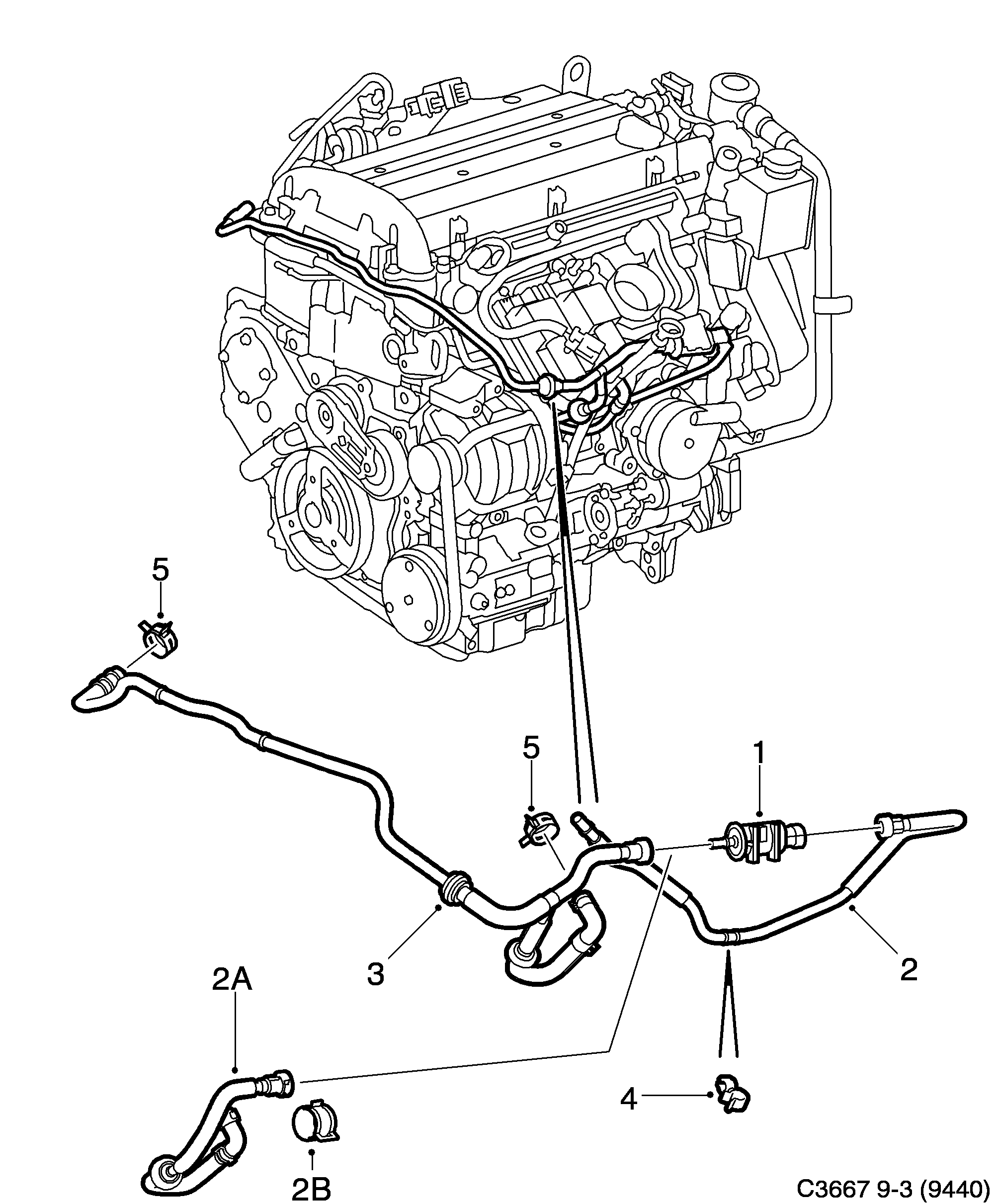 Schéma technique Saab 9-3 (9440) 2006 - Section 3700 : Système de carburant