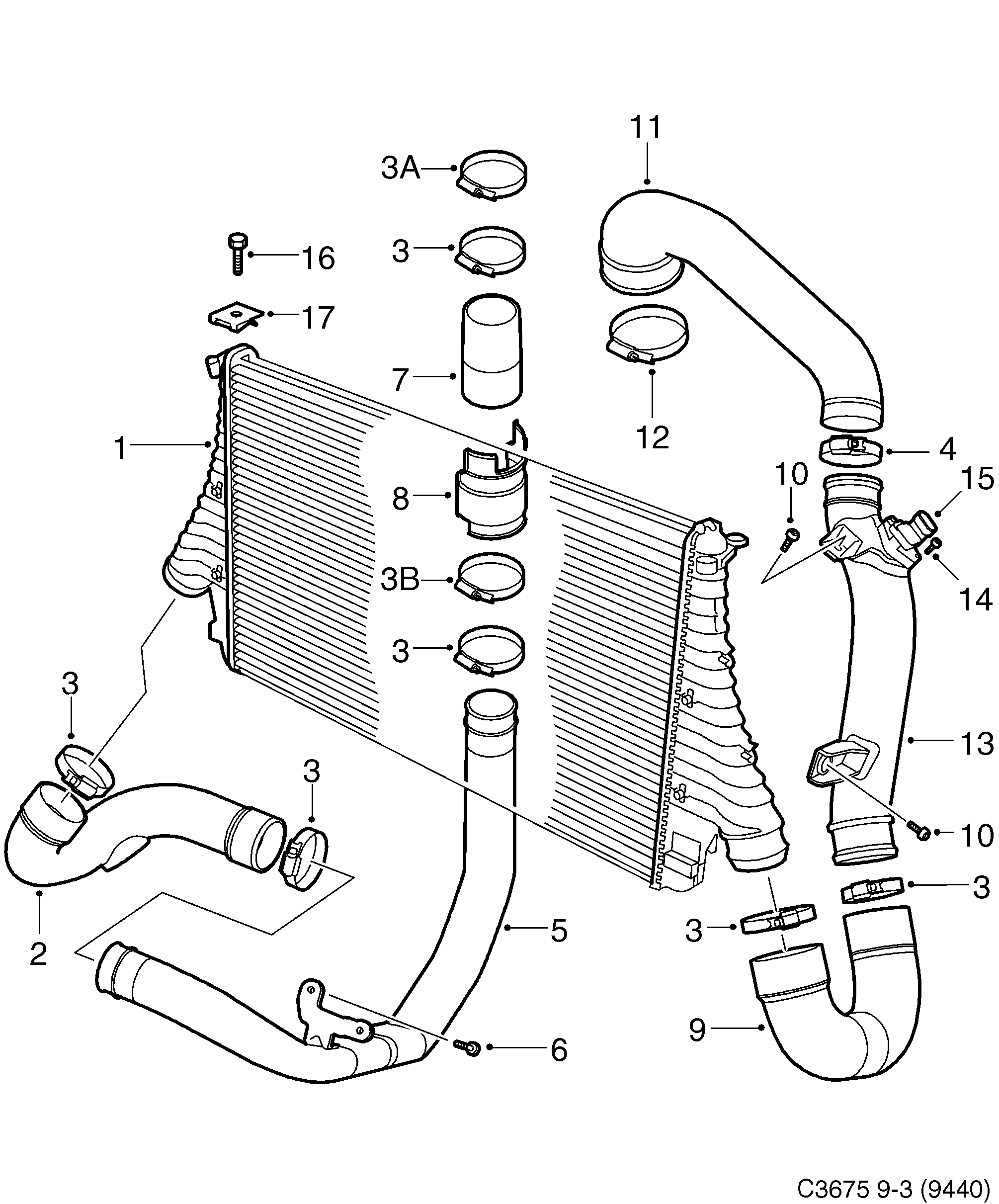 Schéma technique Saab 9-3 (9440) 2004 - Section 5500 : Cooling system