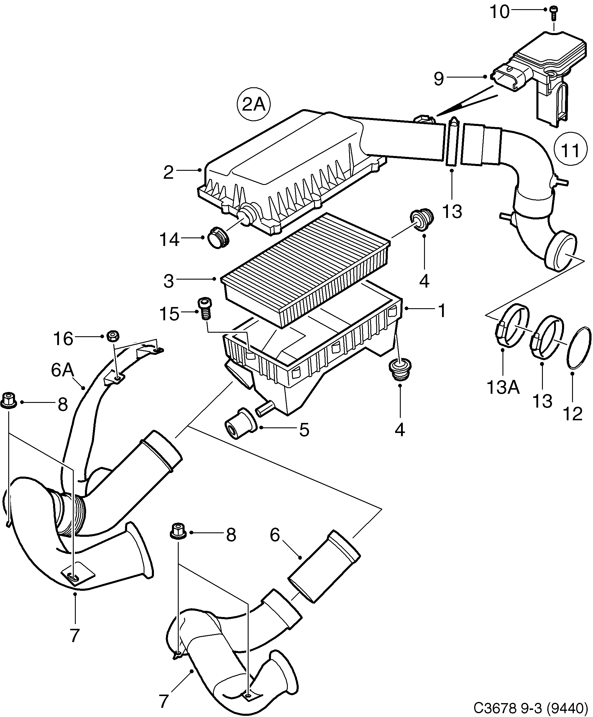 Schéma technique Saab 9-3 (9440) 2003 - Section 3000 : Système de carburant