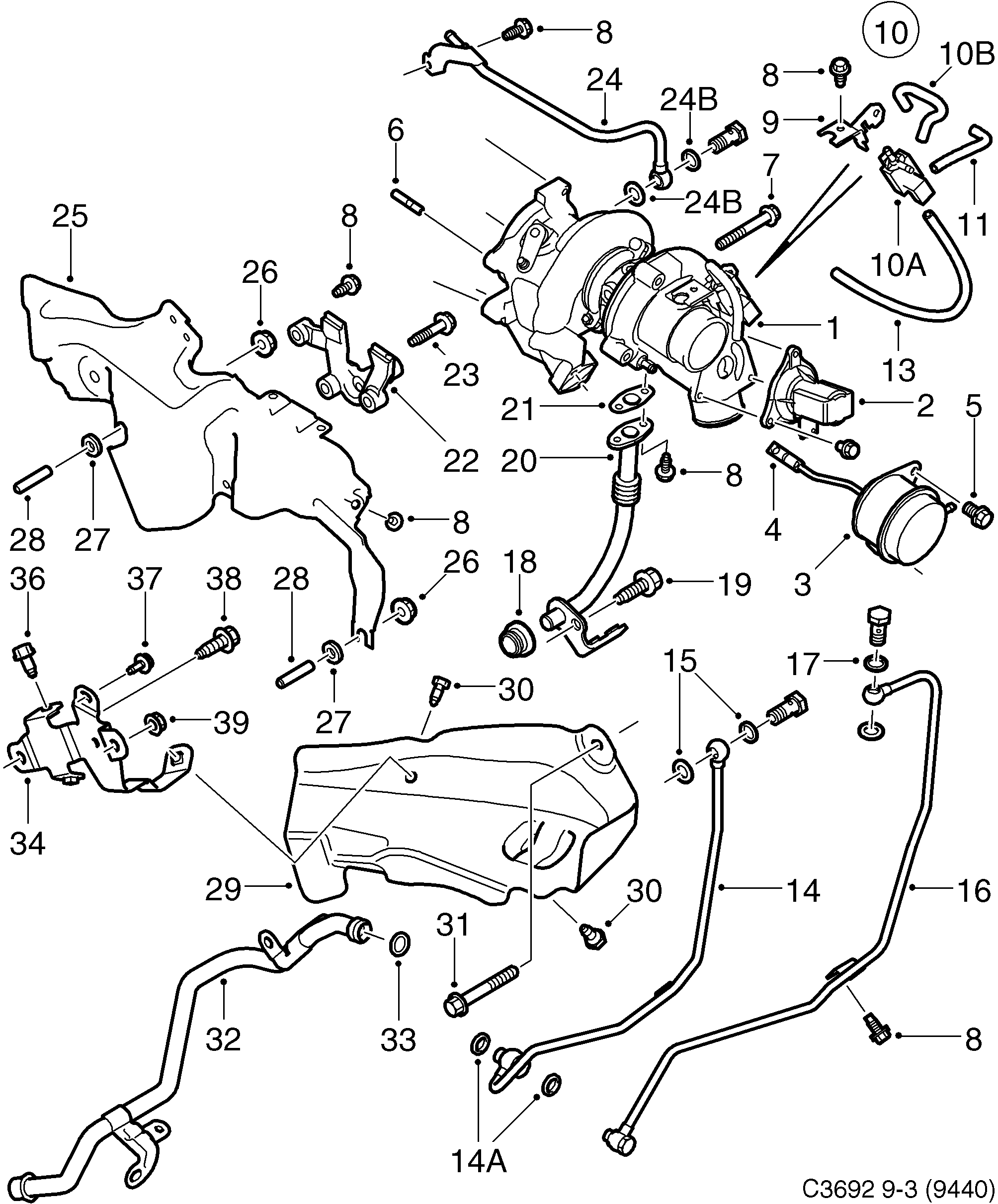 Schéma technique Saab 9-3 (9440) 2012 - Section 7025 : Система наддува