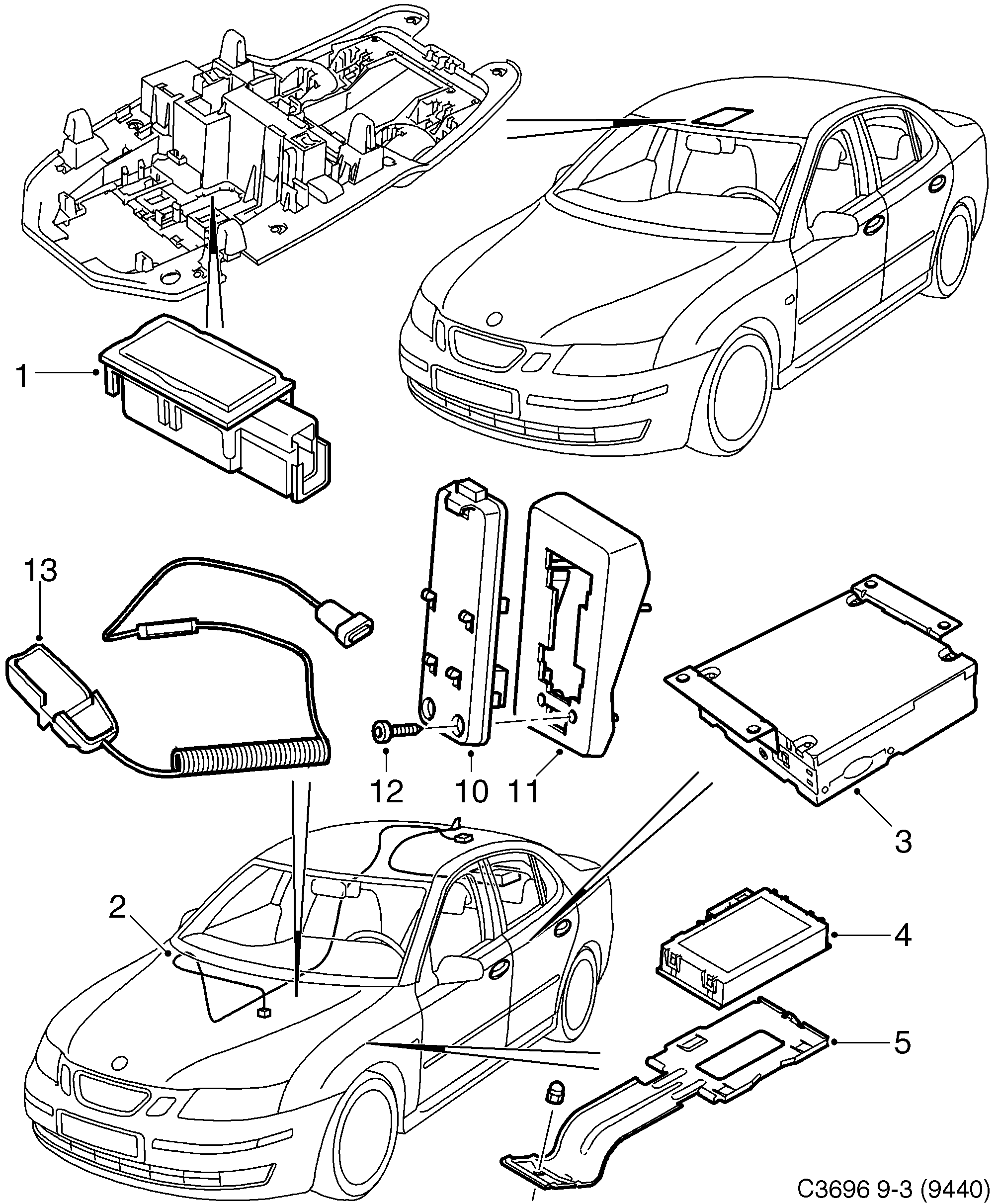 Schéma technique Saab 9-3 (9440) 2005 - Section 2600 : Autre équipement électrique