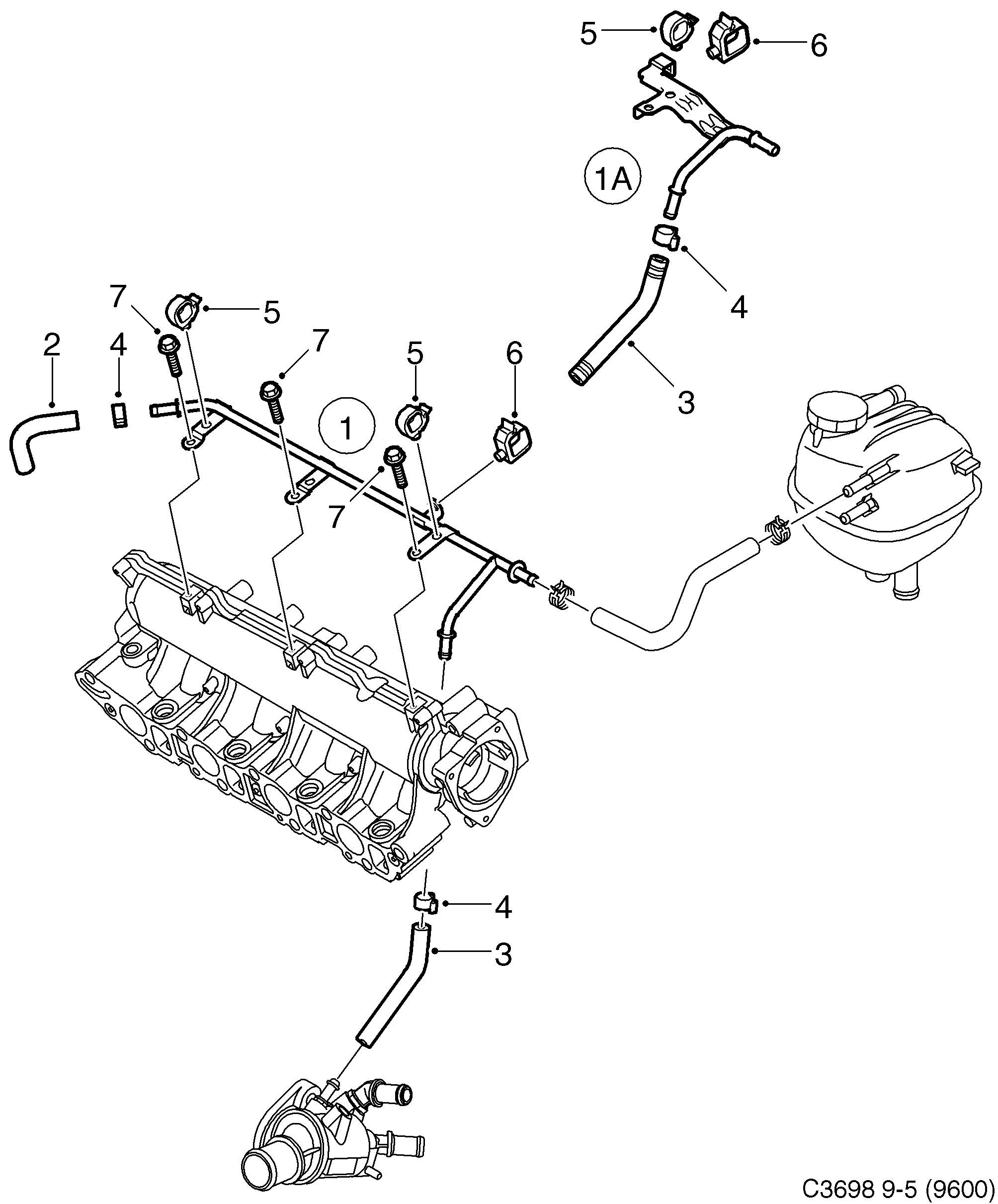 Schéma technique Saab 9-5 (9600) 2007 - Section 956 : Cooling system