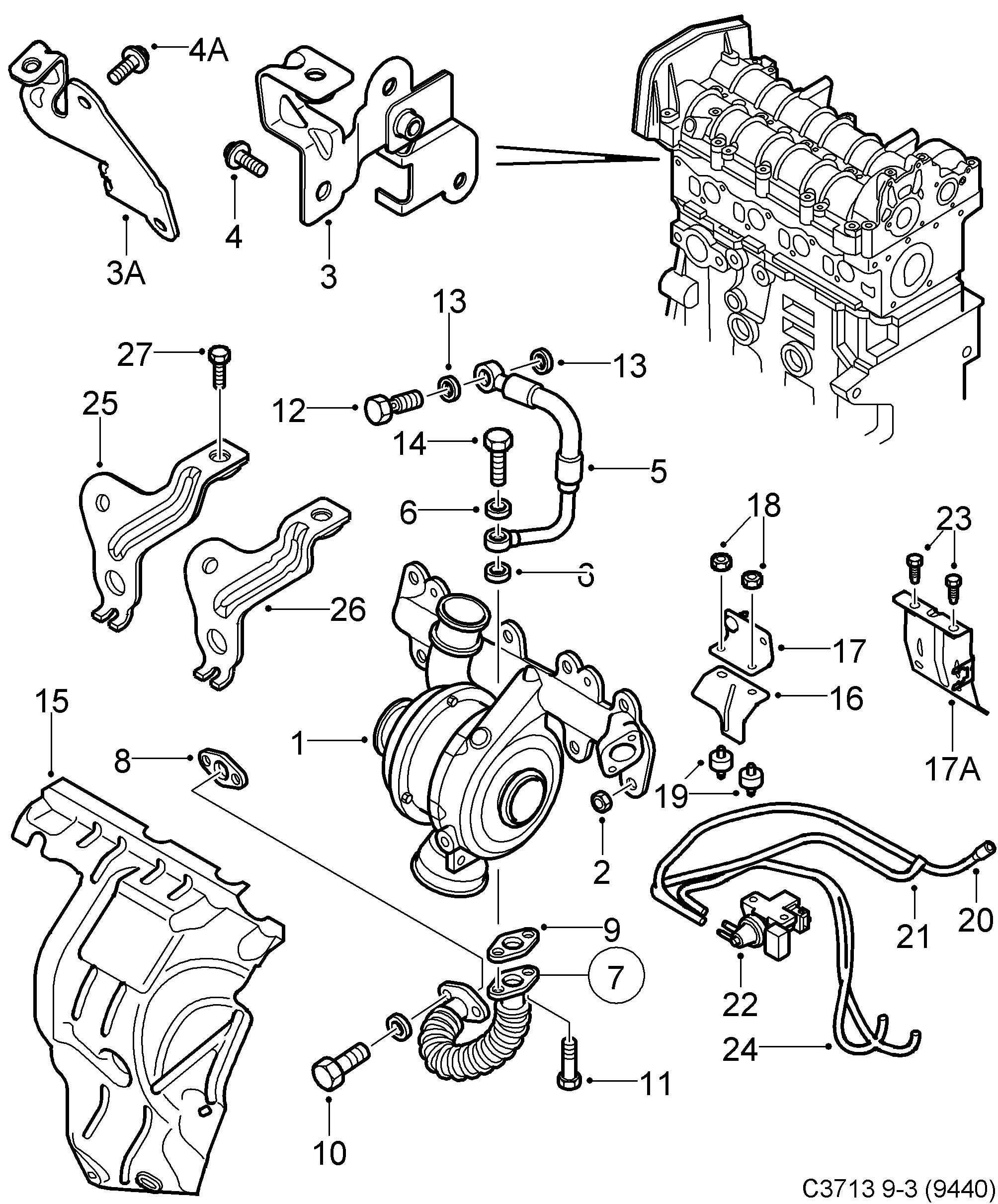 Schéma technique Saab 9-3 (9440) 2010 - Section 7100 : Система наддува