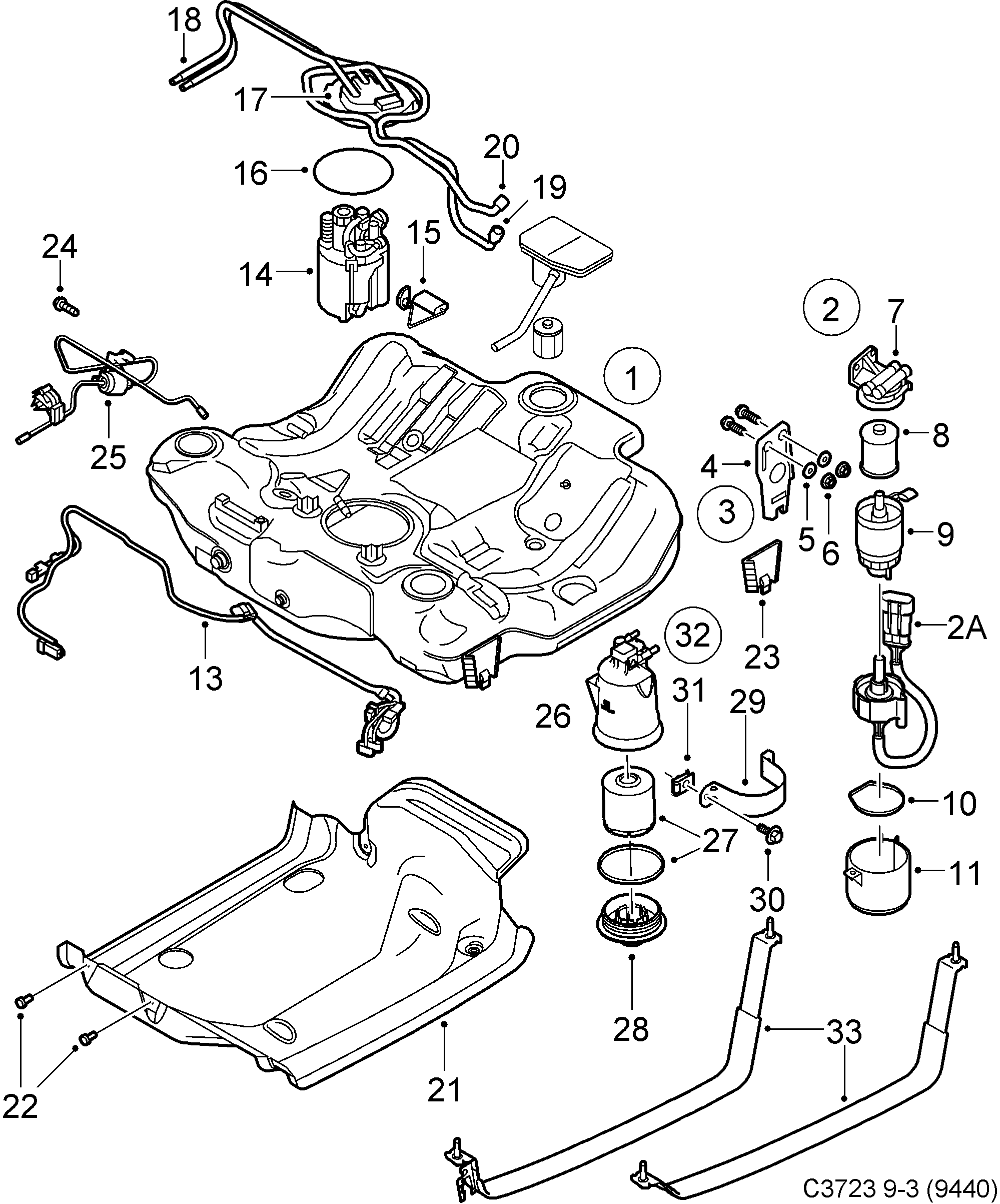 Schéma technique Saab 9-3 (9440) 2012 - Section 3180 : Fuel system