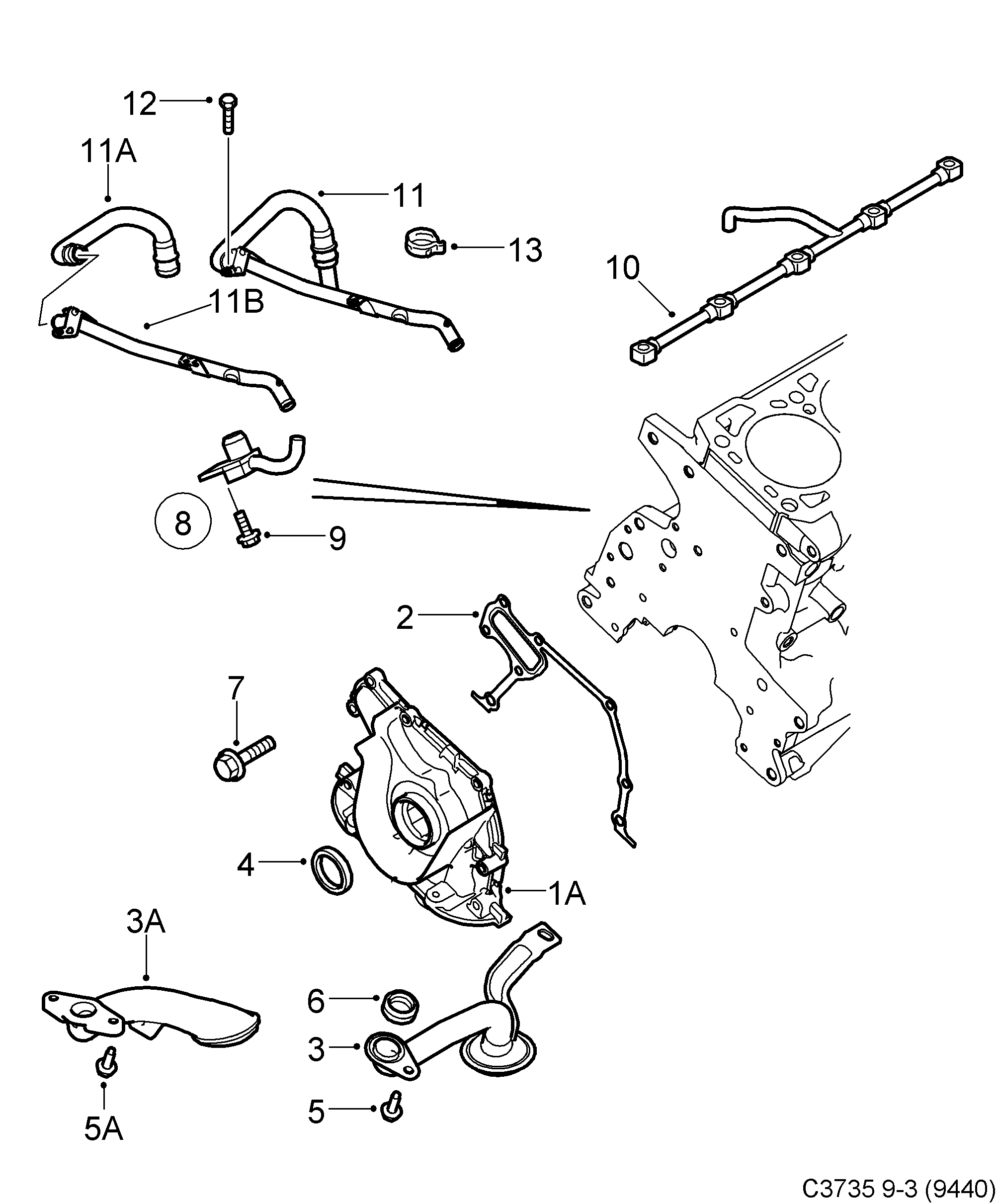 Schéma technique Saab 9-3 (9440) 2006 - Section 2175 : Система смазки