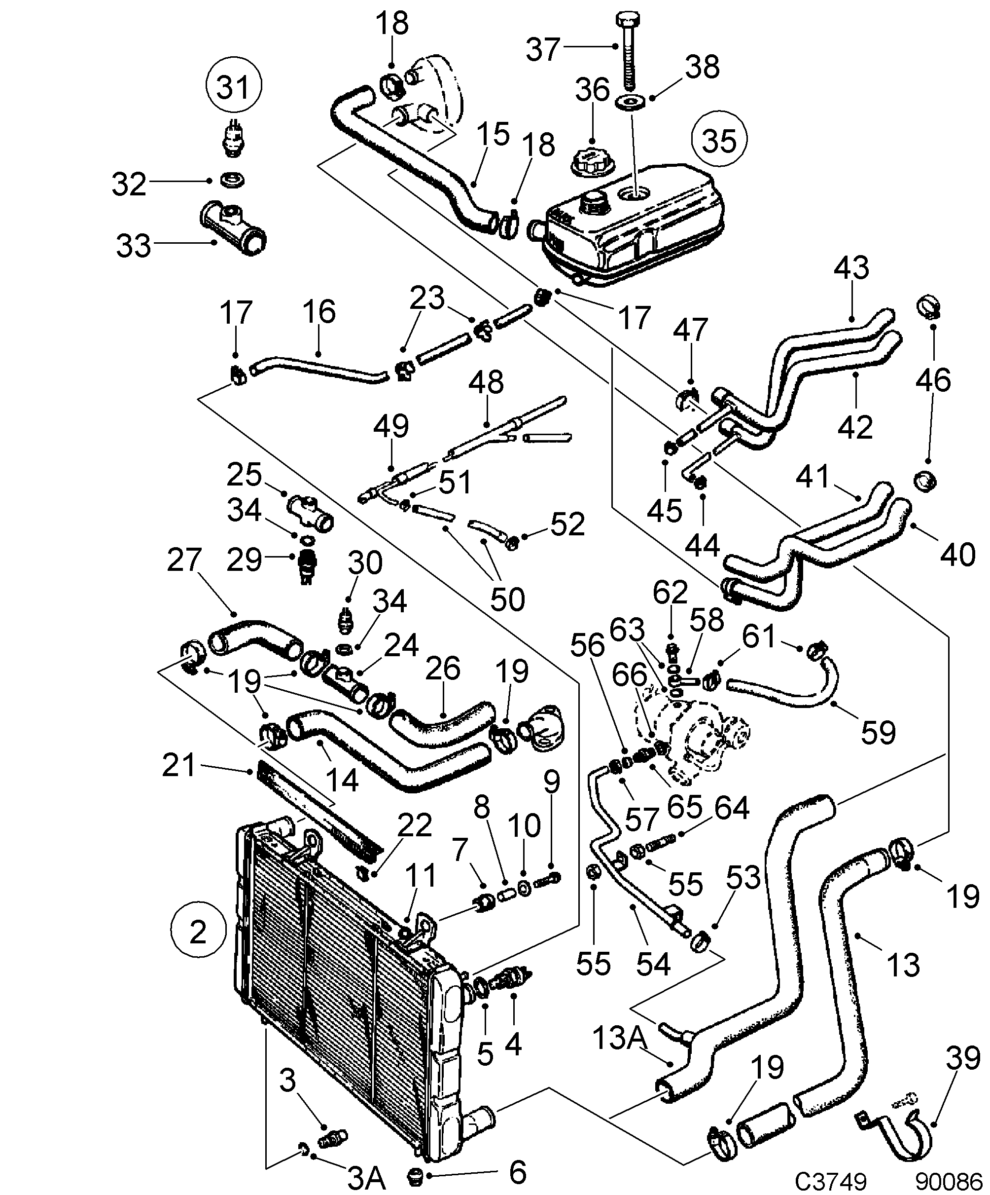Schéma technique Saab 900 1987 - Section 1780 : Cooling system