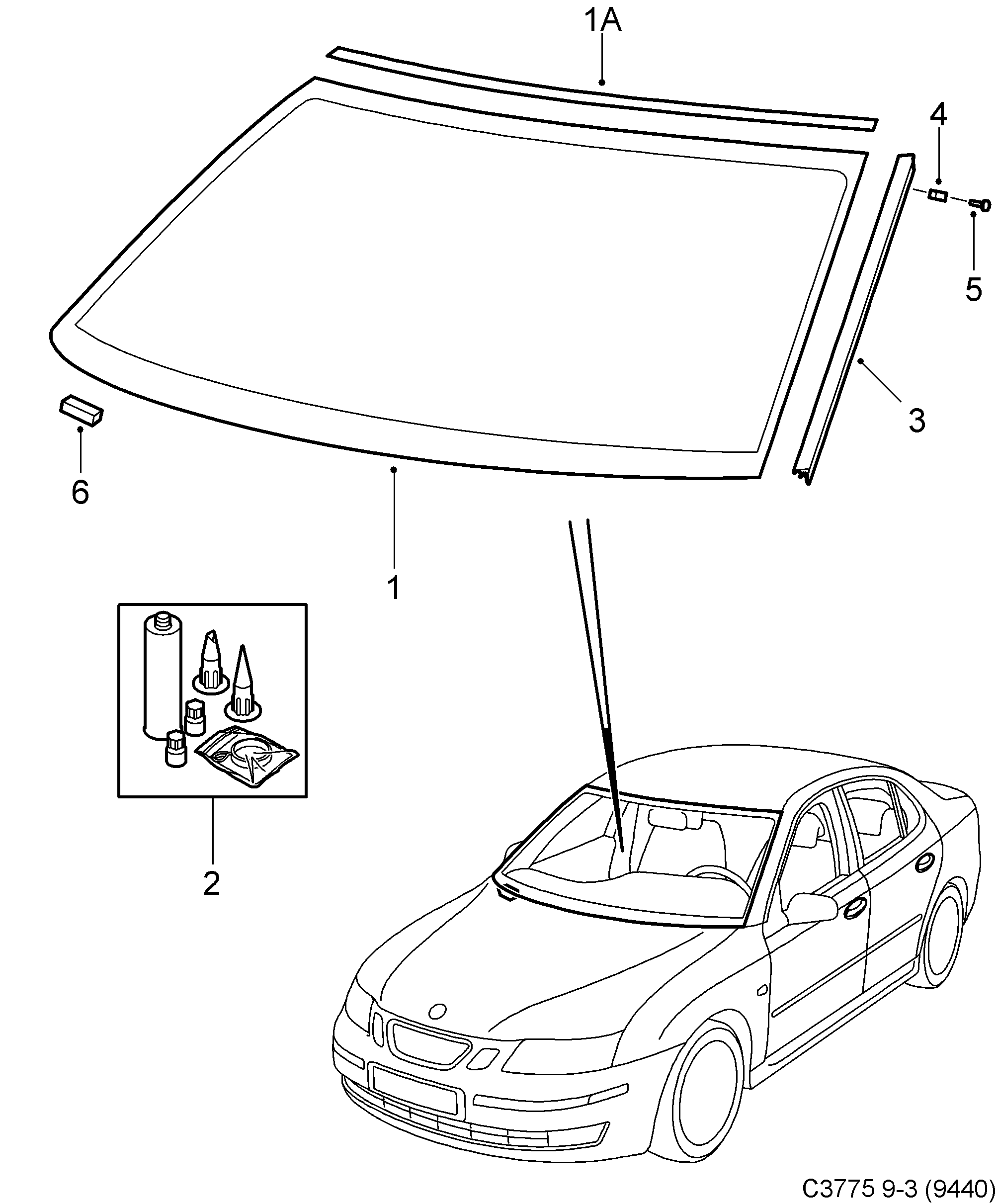 Schéma technique Saab 9-3 (9440) 2012 - Section 1310 : External details