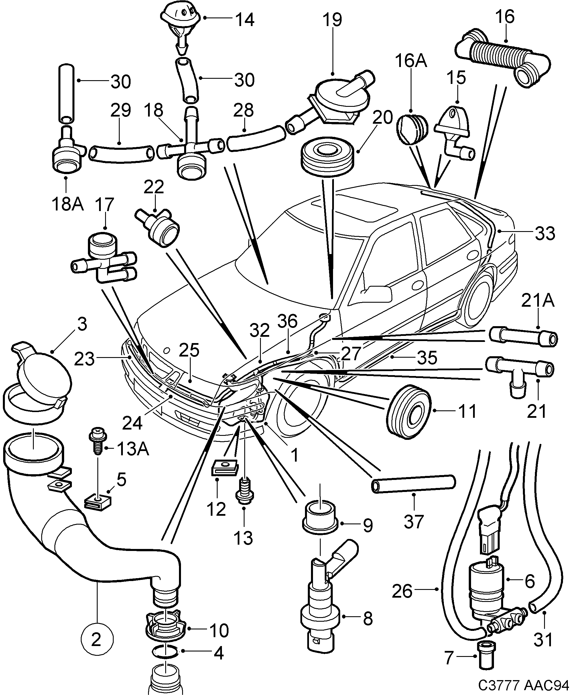 Schéma technique Saab 900 1997 - Section 750 : Electric equipment, other