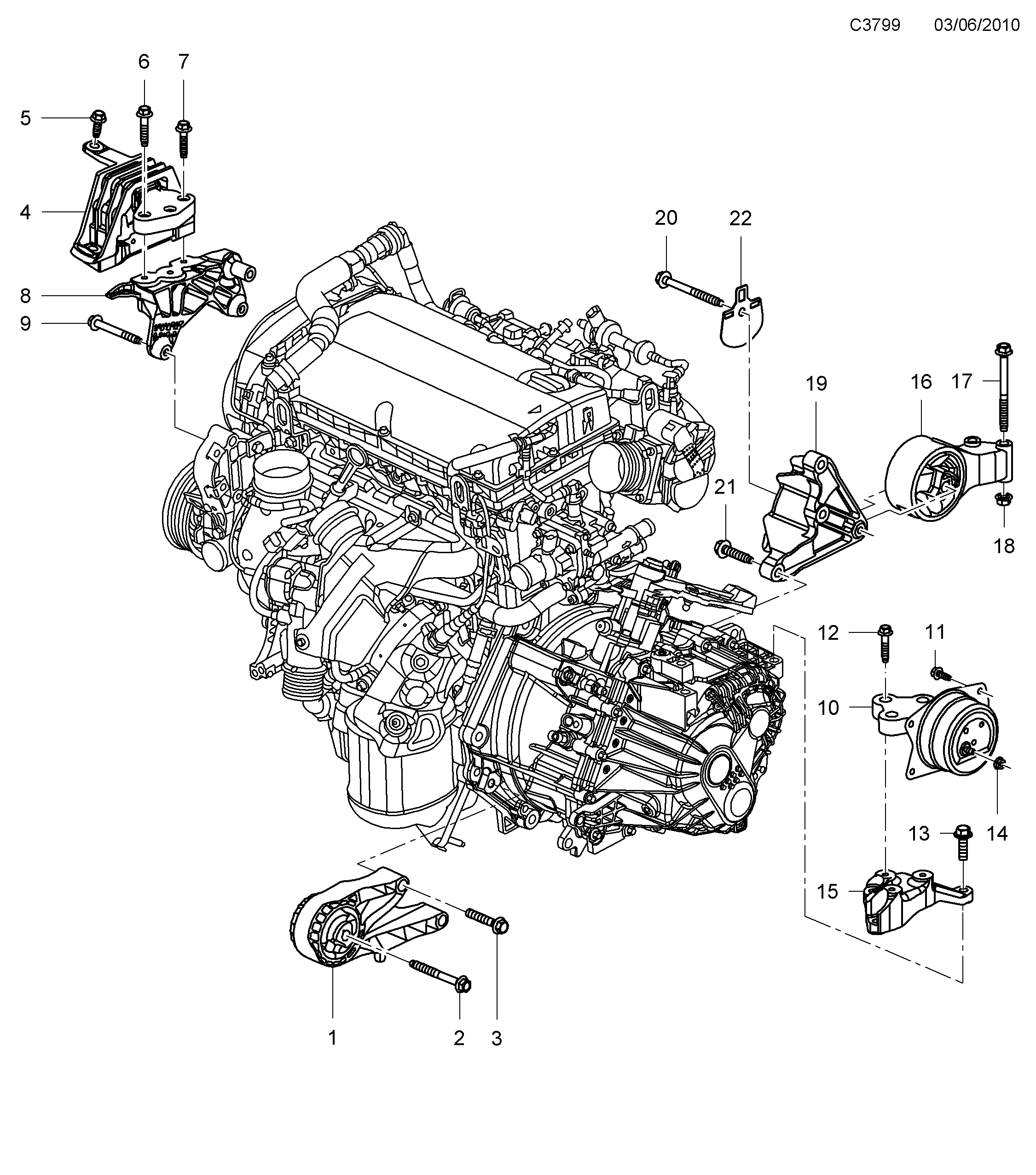 Schéma technique Saab 9-5 (650) 2012 - Section 110 : Short block