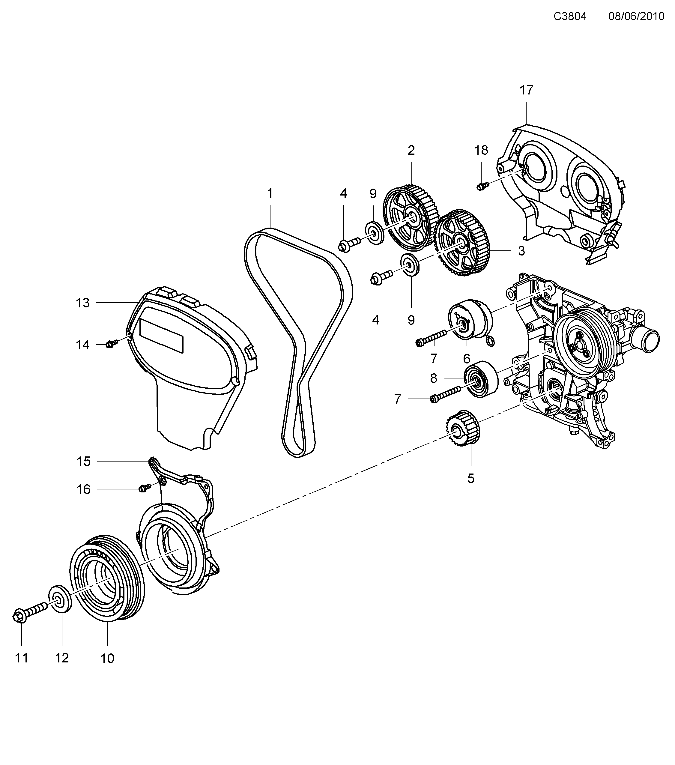 Schéma technique Saab 9-5 (650) 2011 - Section 595 : Корпус двигателя