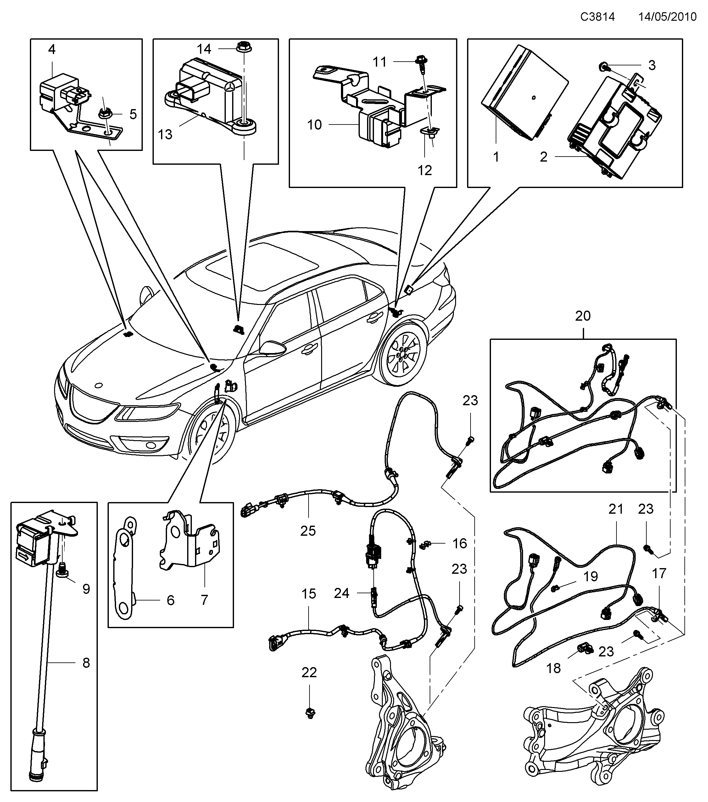 Schéma technique Saab 9-5 (650) 2012 - Section 5500 : Système de suspension