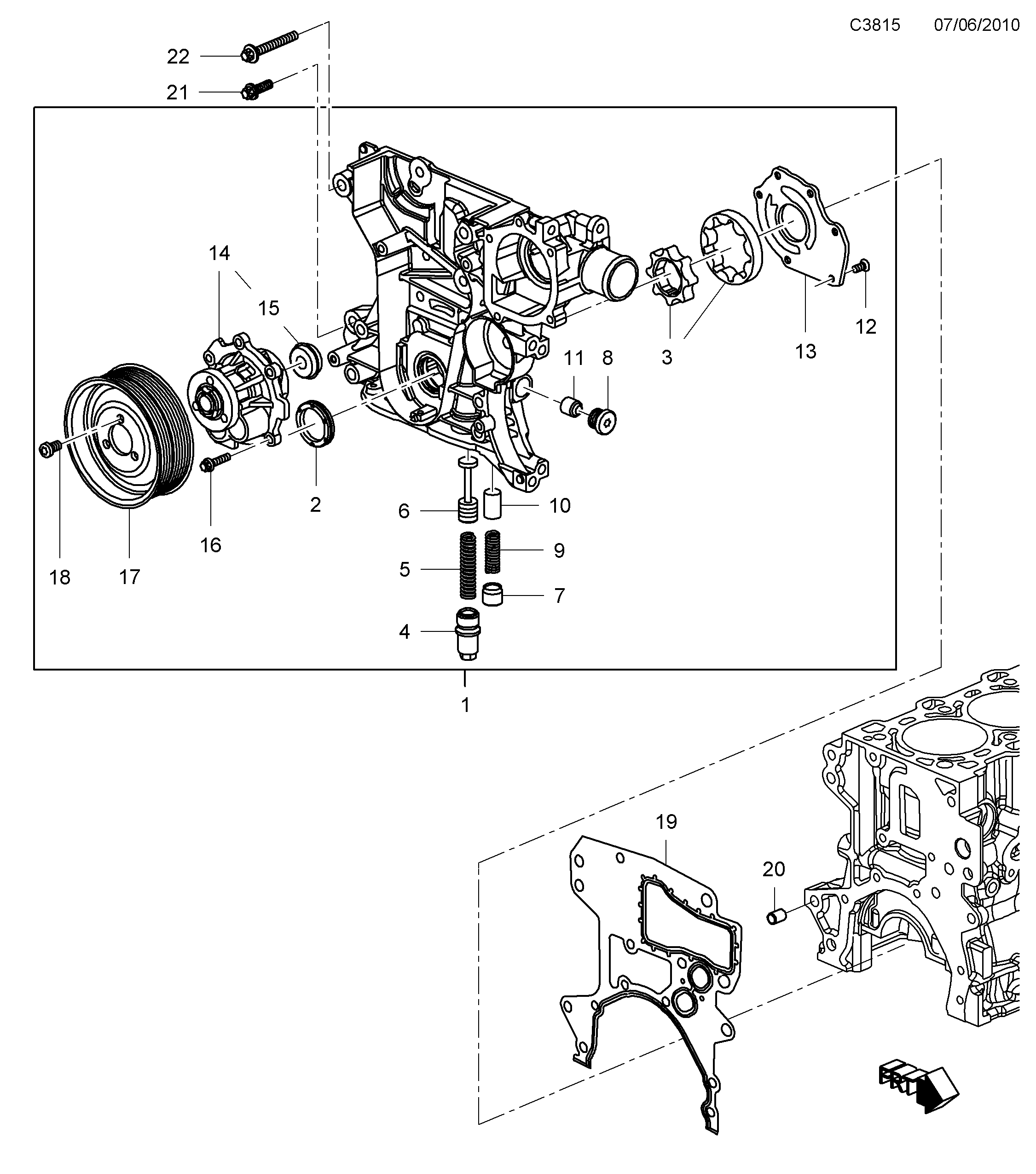 Schéma technique Saab 9-5 (650) 2011 - Section 795 : Système de graissage