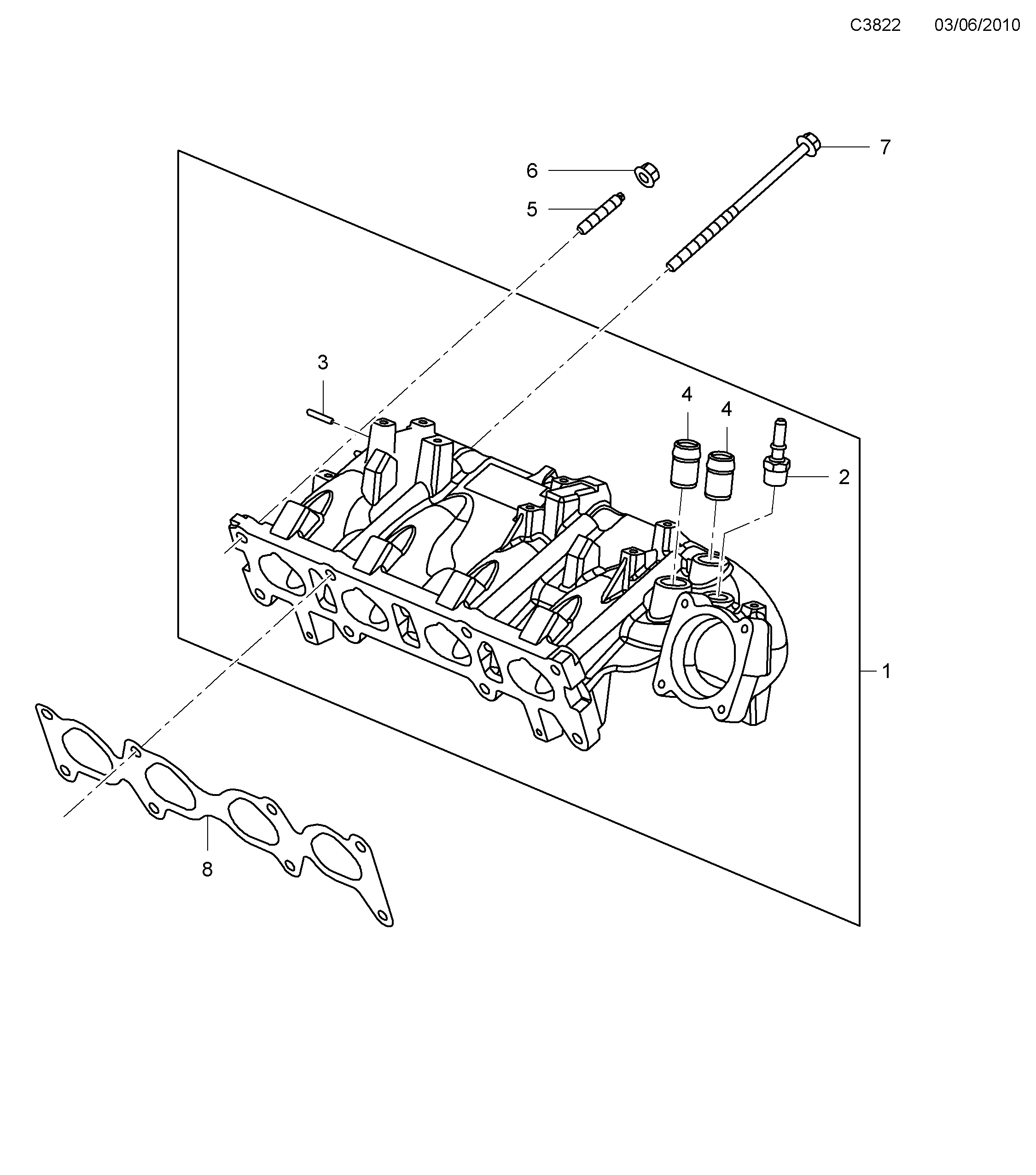 Schéma technique Saab 9-5 (650) 2011 - Section 3795 : Intake and exhaust system