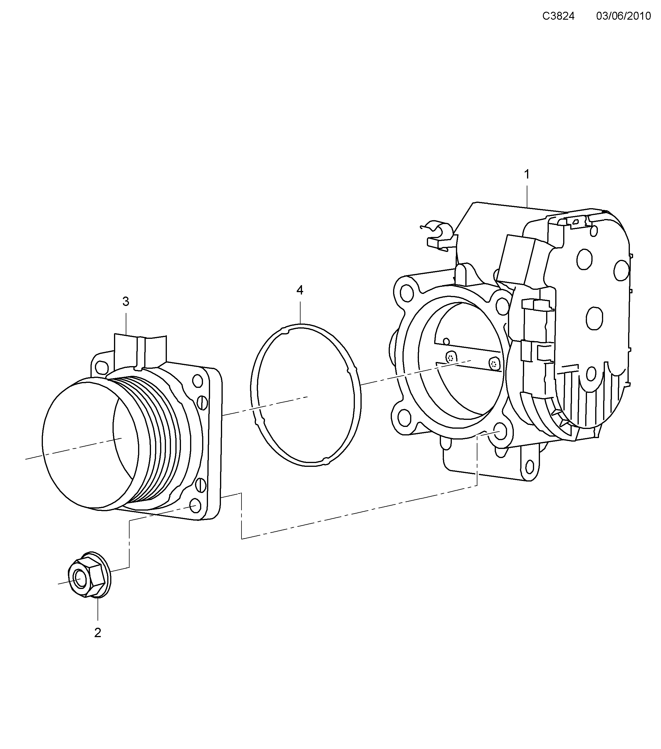 Schéma technique Saab 9-5 (650) 2011 - Section 4095 : Впускная система и выхлопная система