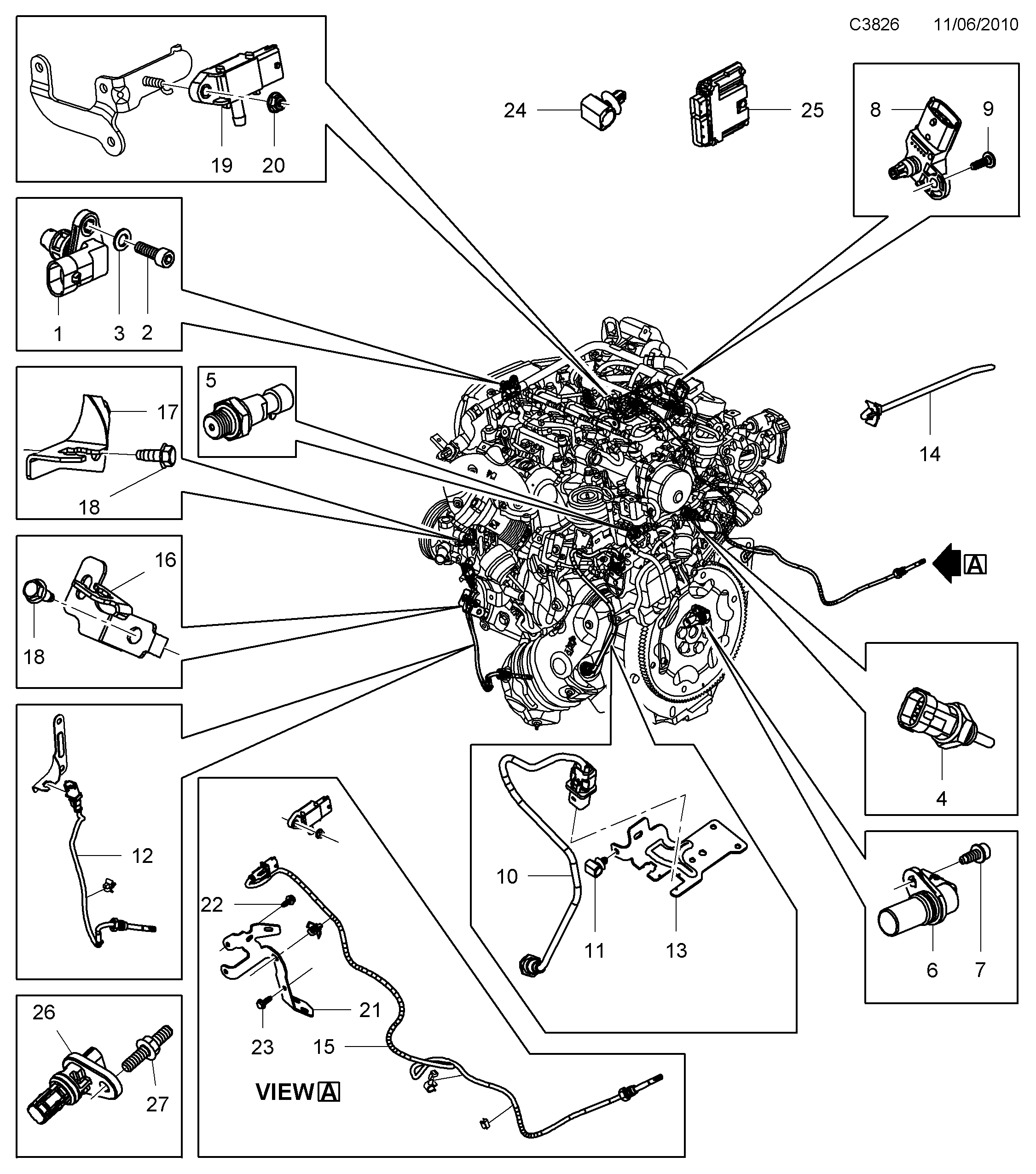Schéma technique Saab 9-5 (650) 2012 - Section 4860 : Впускная система и выхлопная система