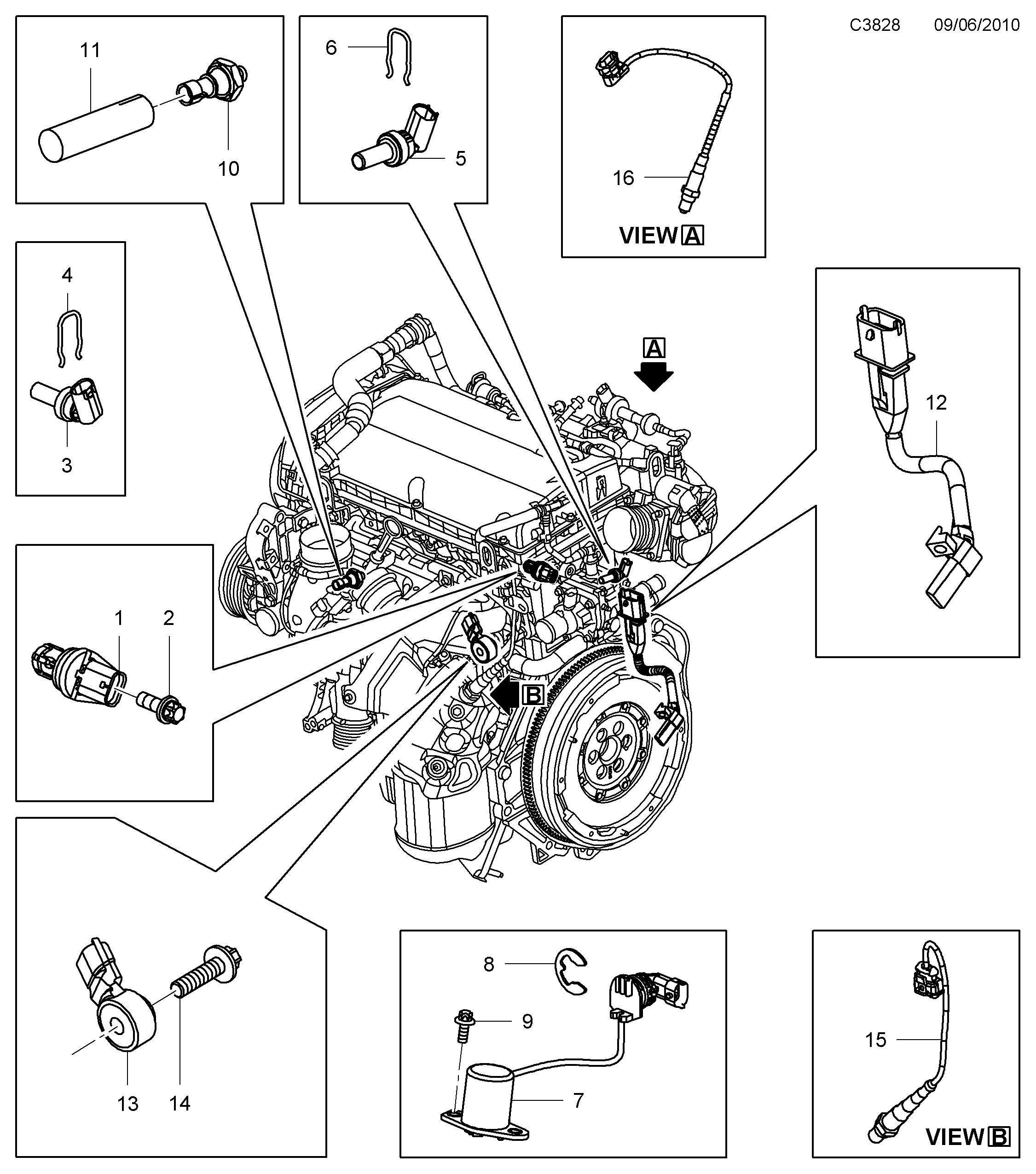Schéma technique Saab 9-5 (650) 2011 - Section 4795 : Впускная система и выхлопная система