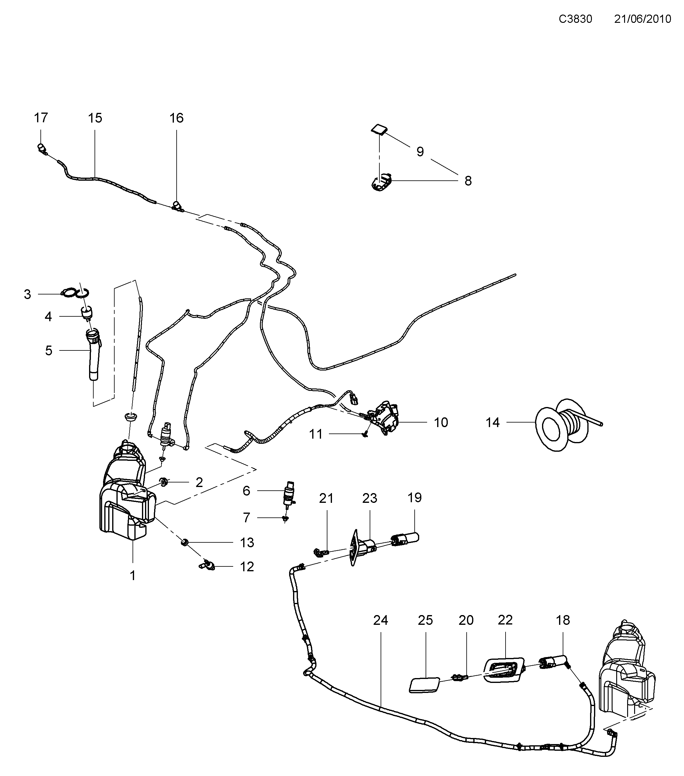 Schéma technique Saab 9-5 (650) 2012 - Section 2600 : Autre équipement électrique
