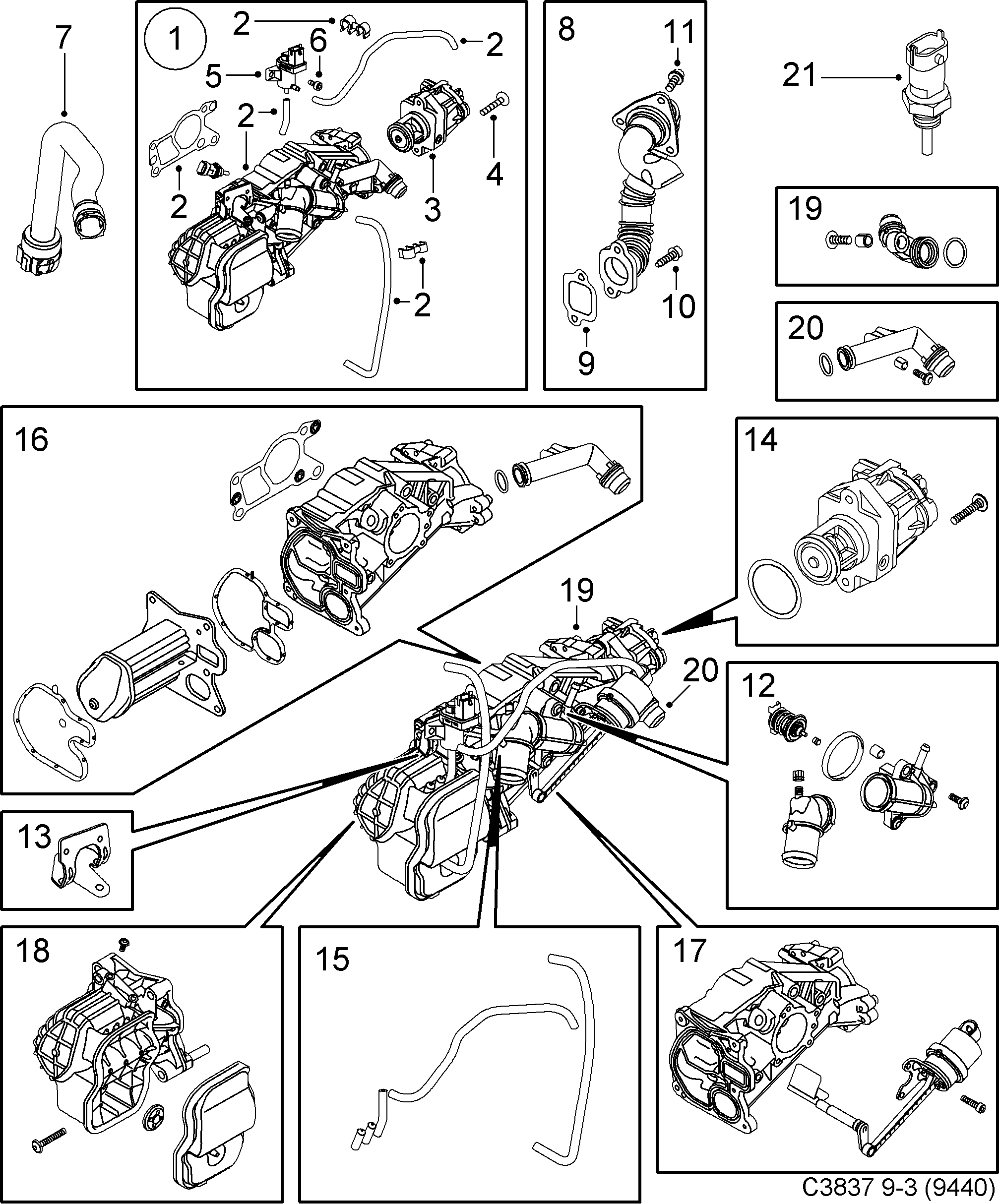 Schéma technique Saab 9-3 (9440) 2012 - Section 4577 : Intake and exhaust system