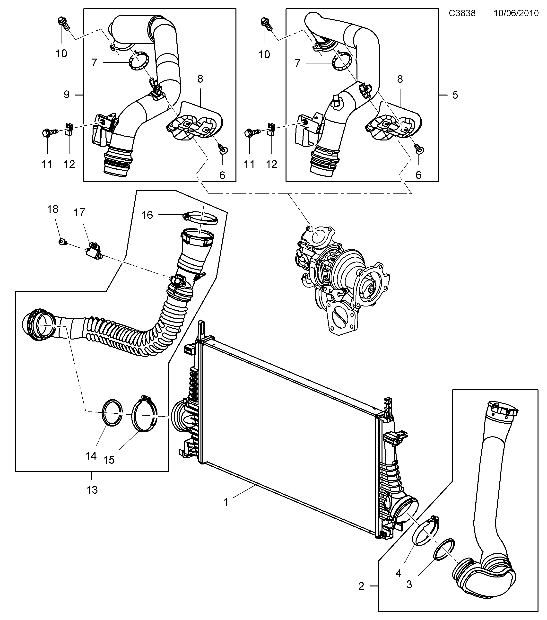Schéma technique Saab 9-5 (650) 2012 - Section 5500 : Cooling system