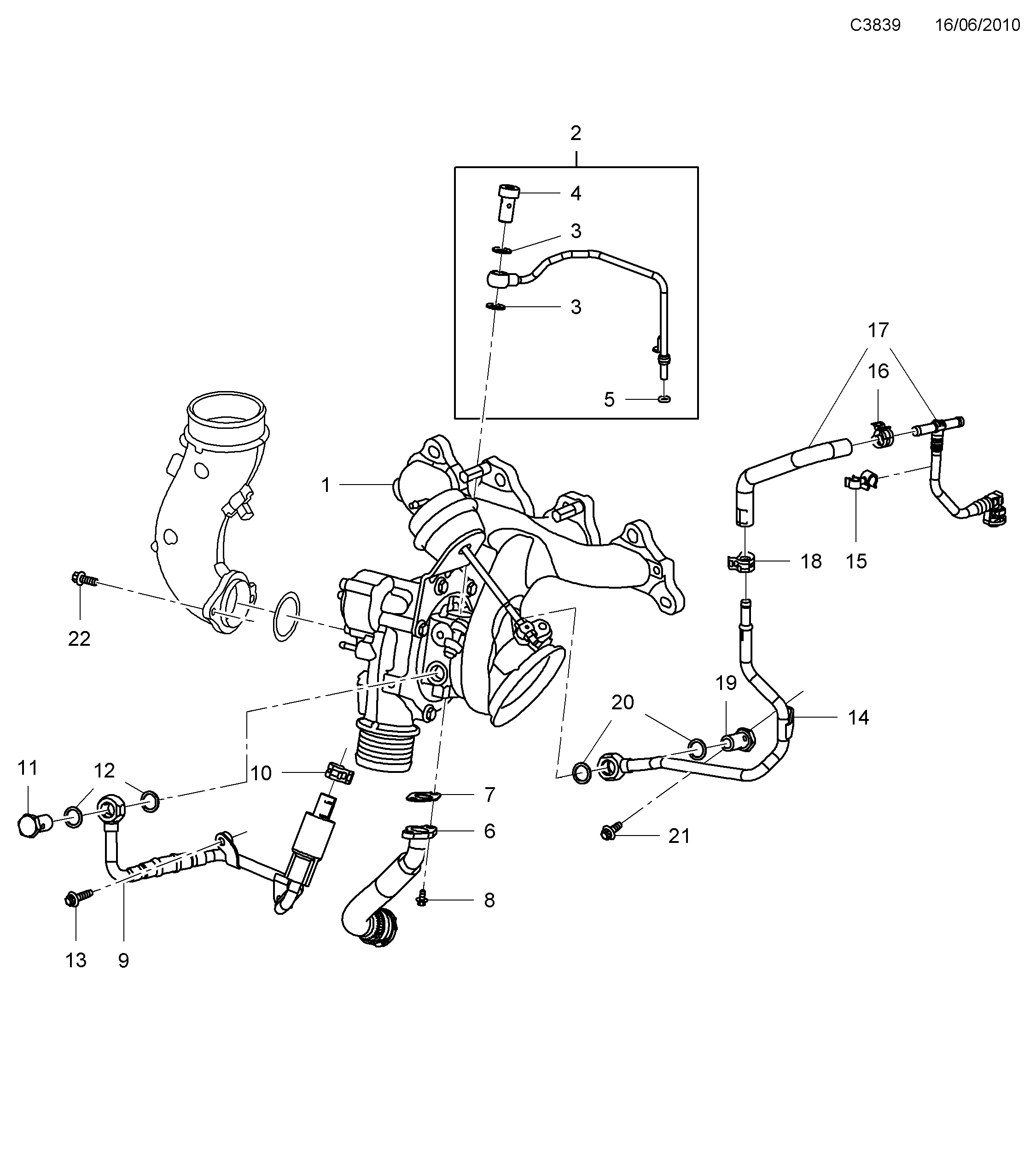 Schéma technique Saab 9-5 (650) 2011 - Section 5895 : Система наддува