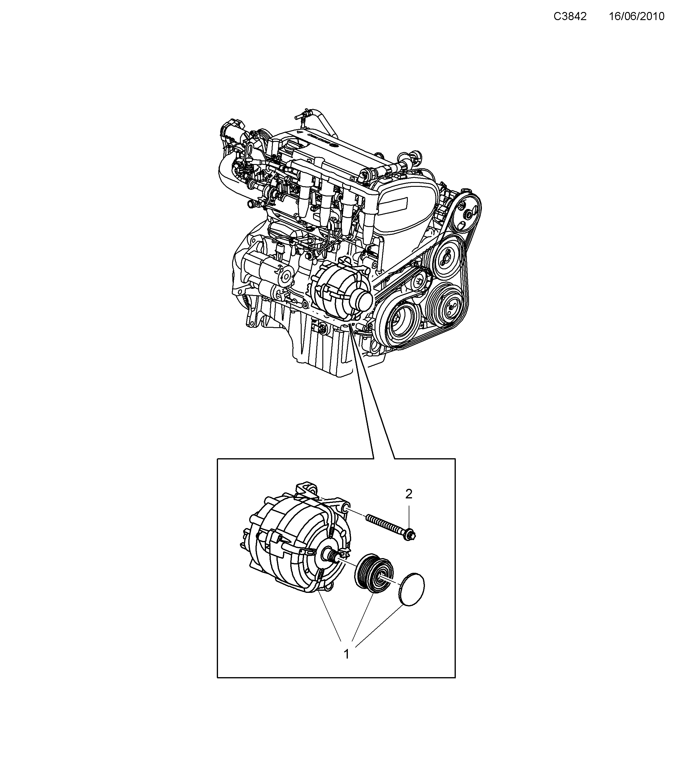 Schéma technique Saab 9-5 (650) 2012 - Section 195 : Alternateur