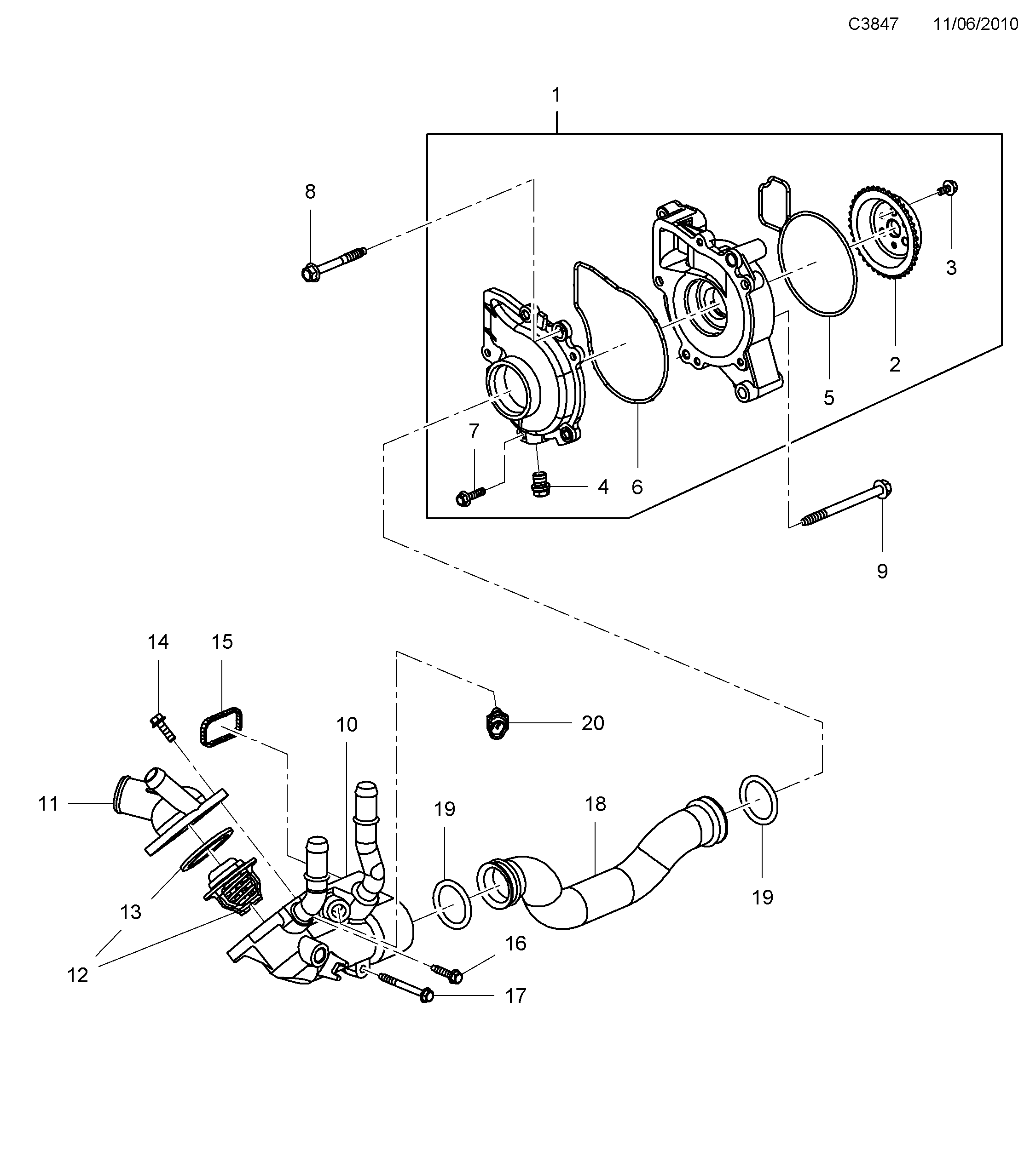 Schéma technique Saab 9-5 (650) 2010 - Section 5800 : Cooling system
