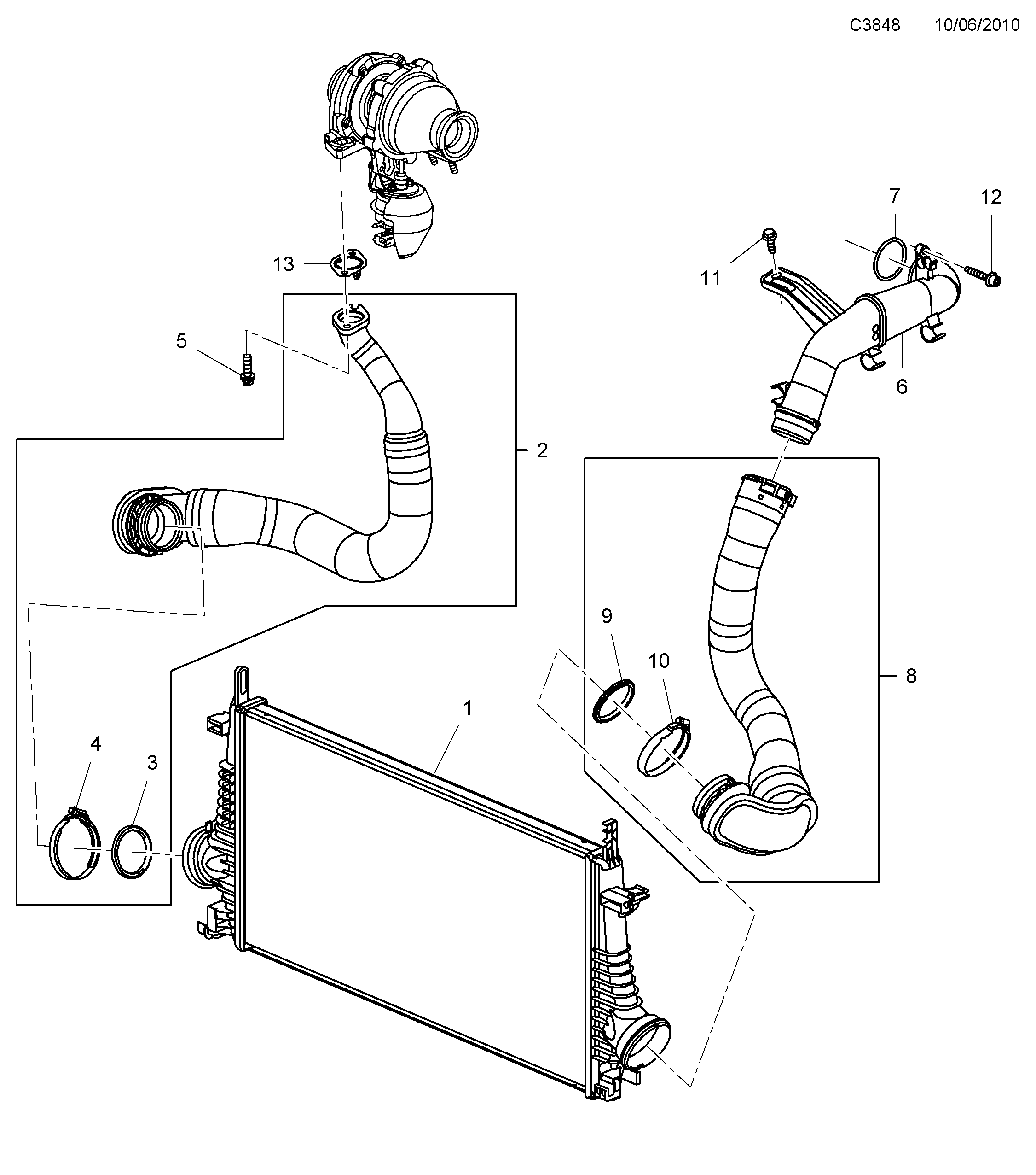 Schéma technique Saab 9-5 (650) 2012 - Section 5575 : Cooling system