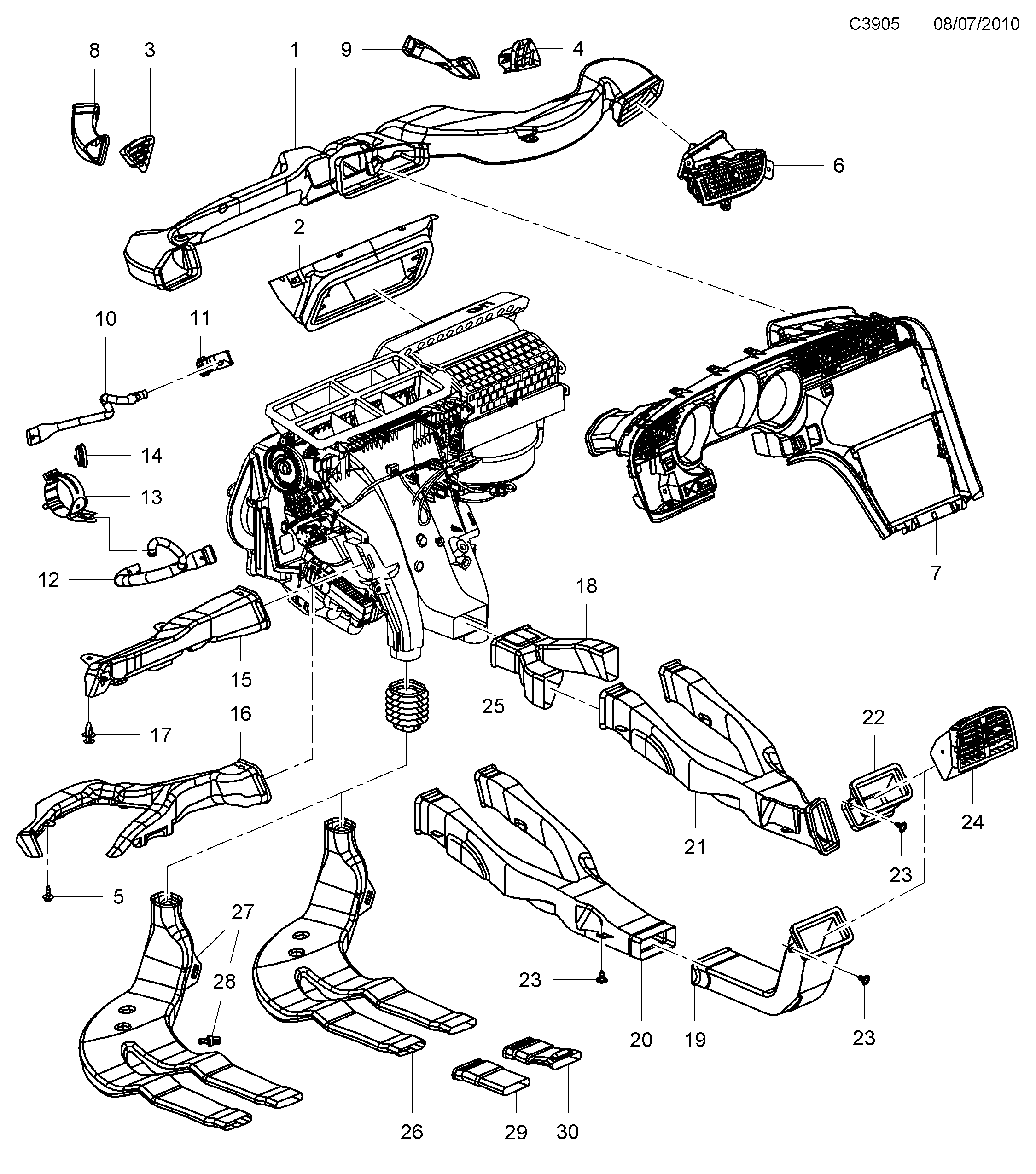 Schéma technique Saab 9-5 (650) 2011 - Section 220 : Heating and ventilation