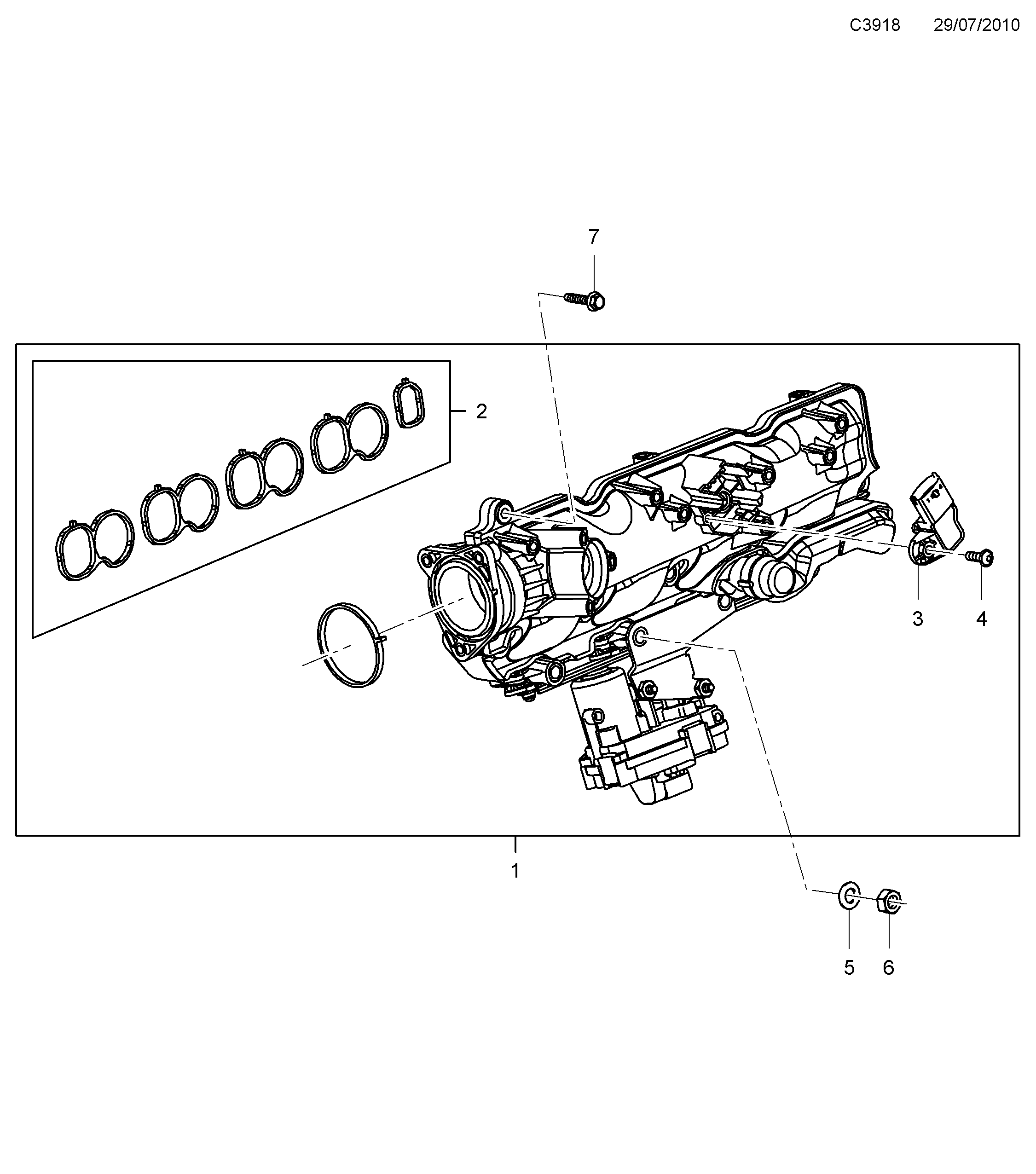 Schéma technique Saab 9-5 (650) 2010 - Section 4025 : Intake and exhaust system